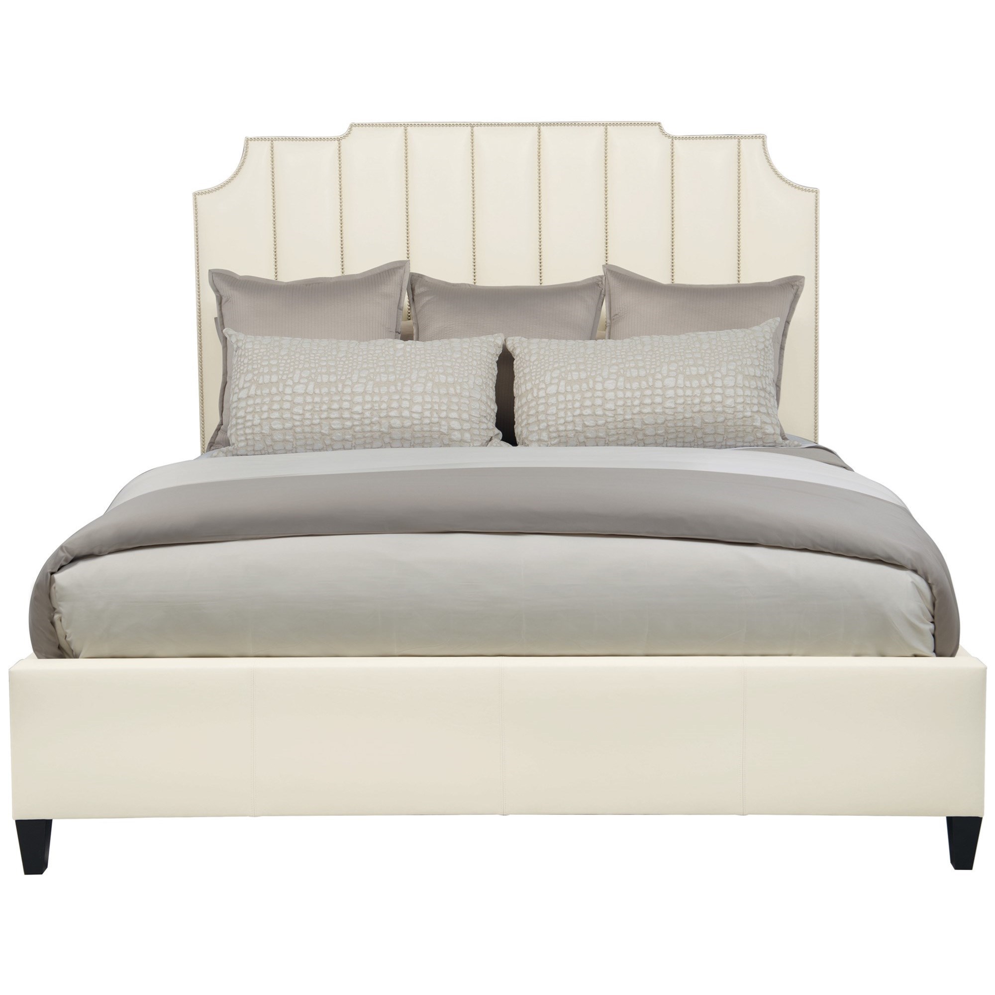 Bernhardt Interiors Bayonne 362 H56l Ar6l King Leather Interiors Bayonne King Leather Upholstered Bed With Nailhead Trim By Bernhardt