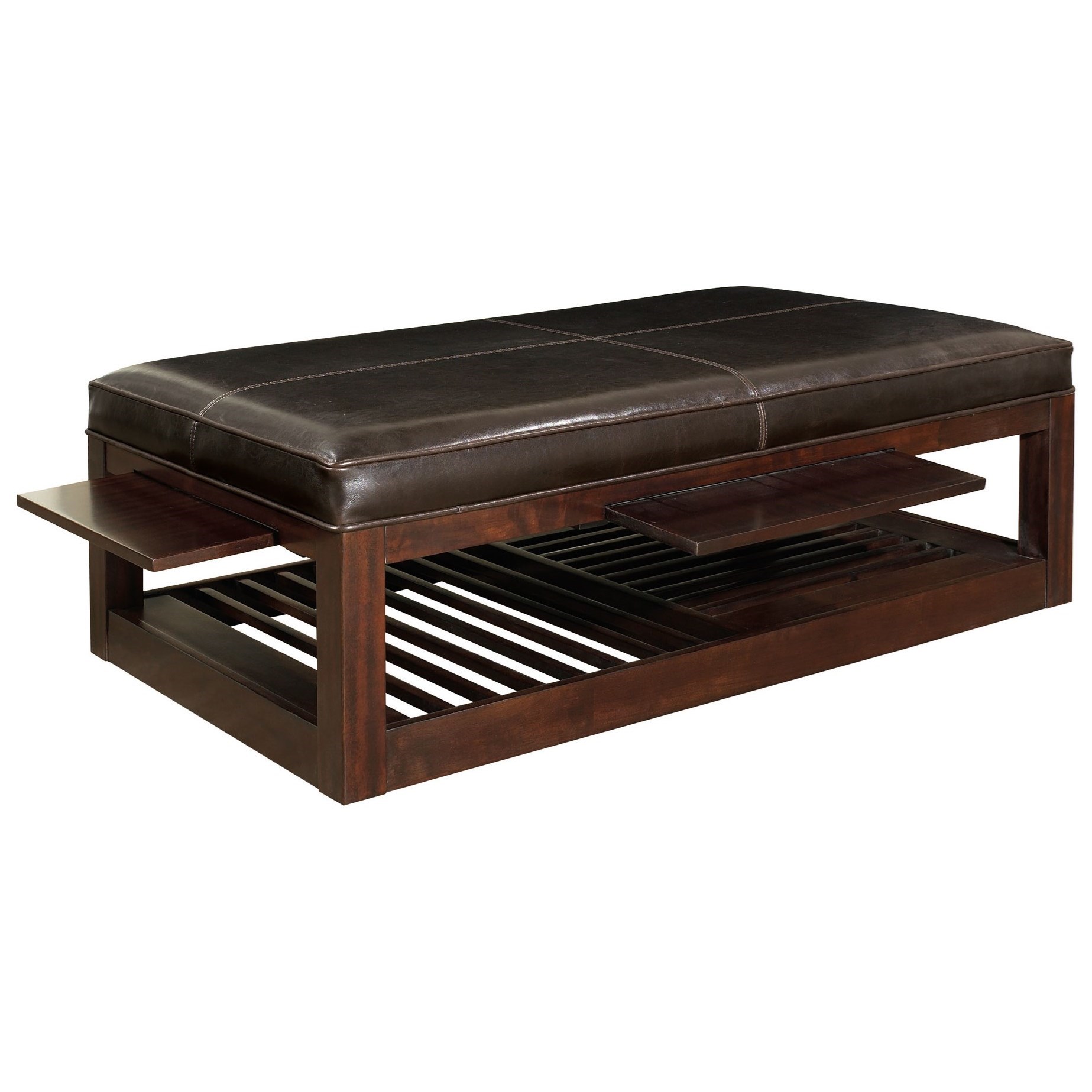 Bernhardt Park West Cocktail Ottoman with 2 Pull Out Shelves