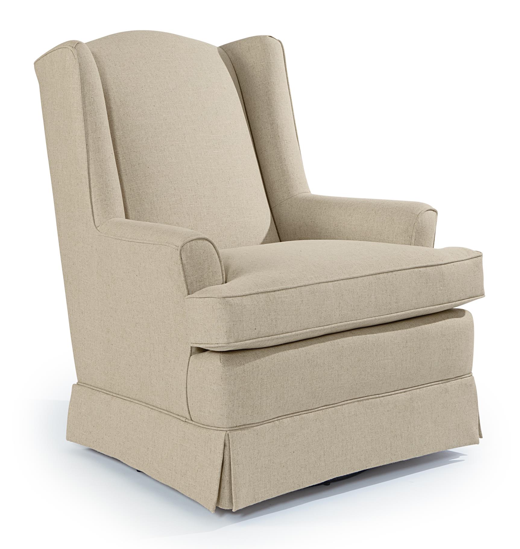 Best Chairs Storytime Series Storytime Swivel Chairs And Ottomans 7147 Natasha Swivel Glider With Wing Back And Skirt Best Home Furnishings Upholstered Chairs