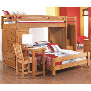 full bed with desk attached