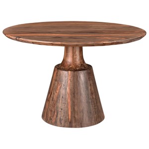 Coast To Coast Imports Brownstone Rustic Round Dining Table With Pedestal Base Zak S Home Dining Tables