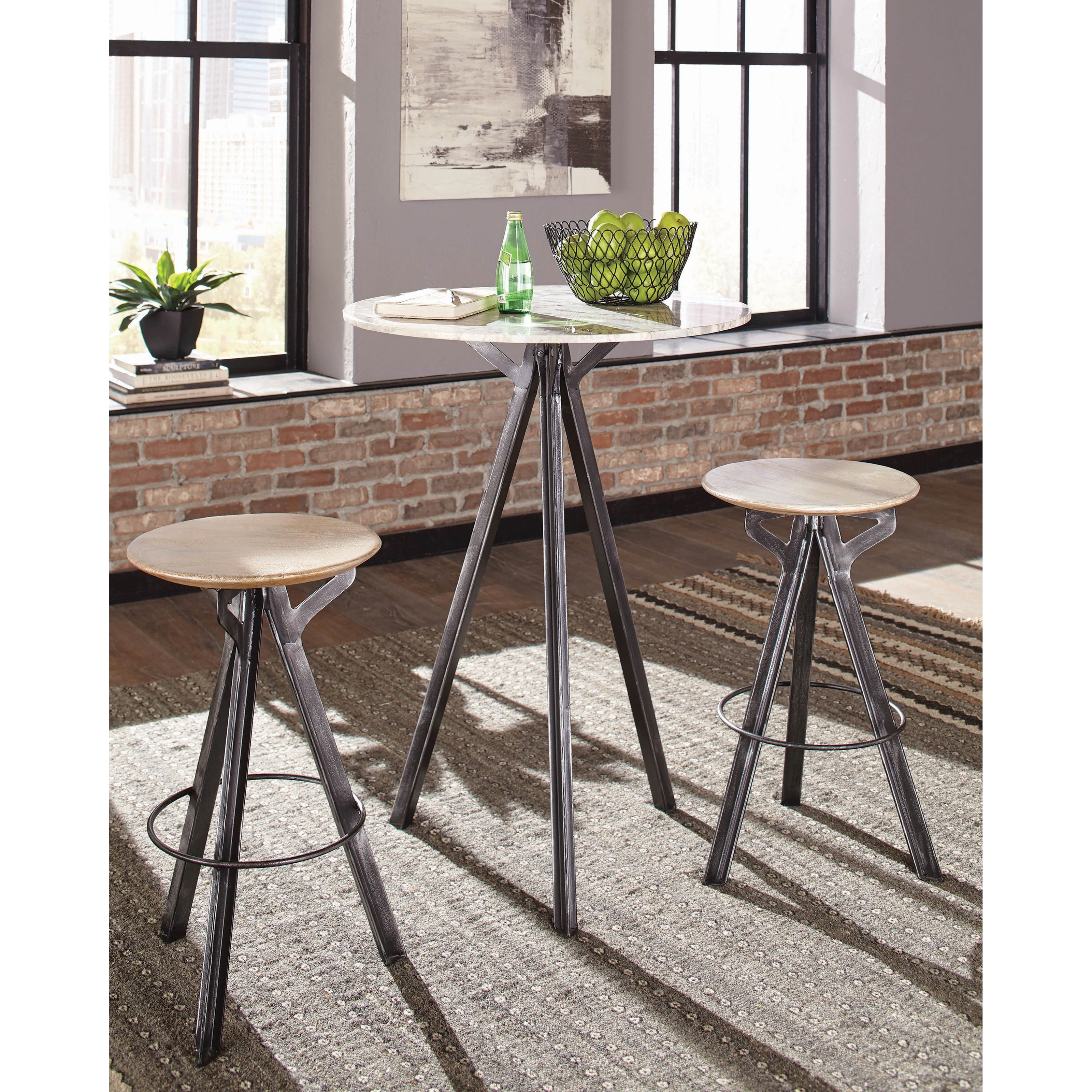 Coaster 18223 3 Piece Marble Top Bar Table And Stool Set Value 3 Piece Bar Table Set