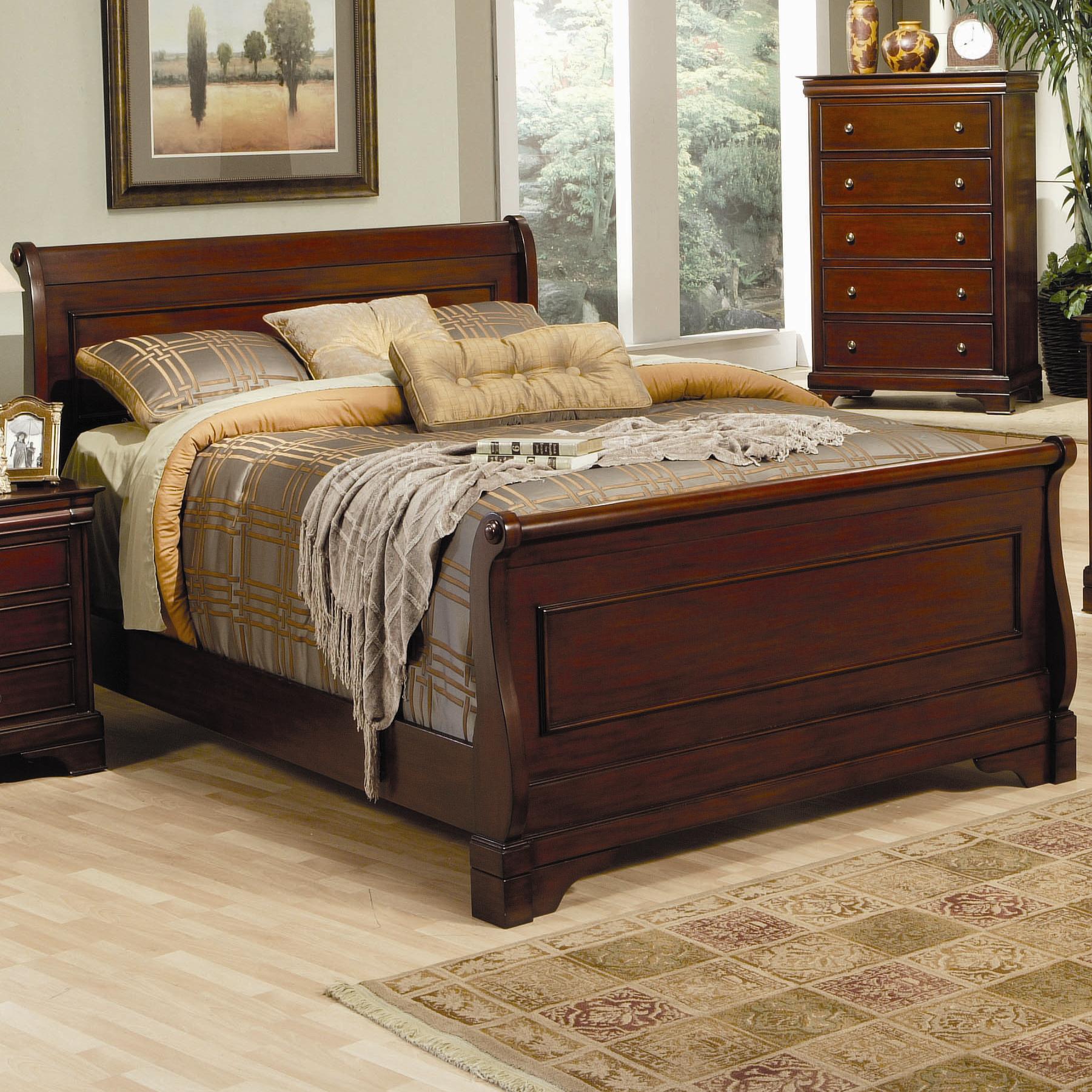 Coaster Versailles Queen Sleigh Bed with Deep Mahogany Stain