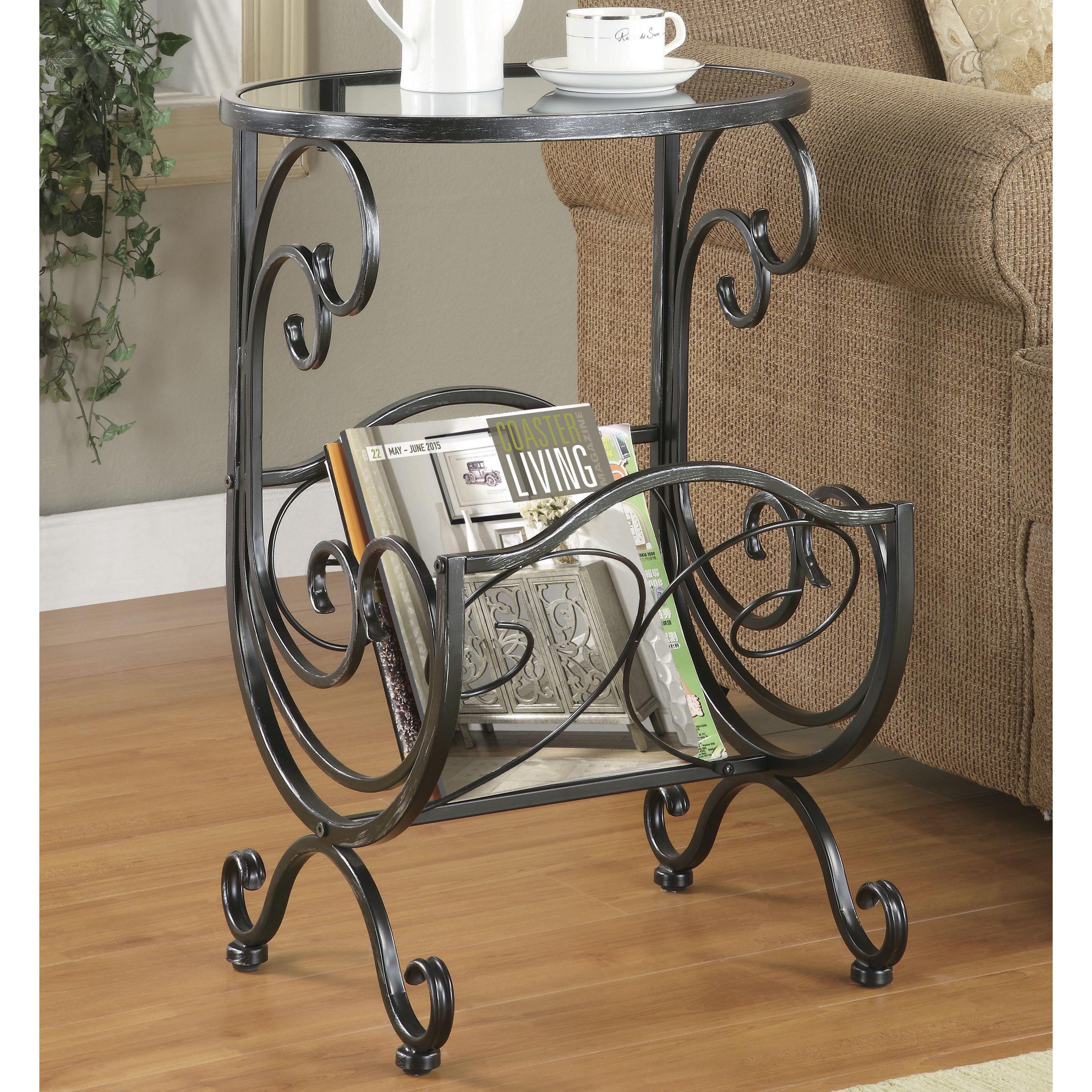 Coaster Accent Tables 700401 Metal & Glass Side Table with Scroll