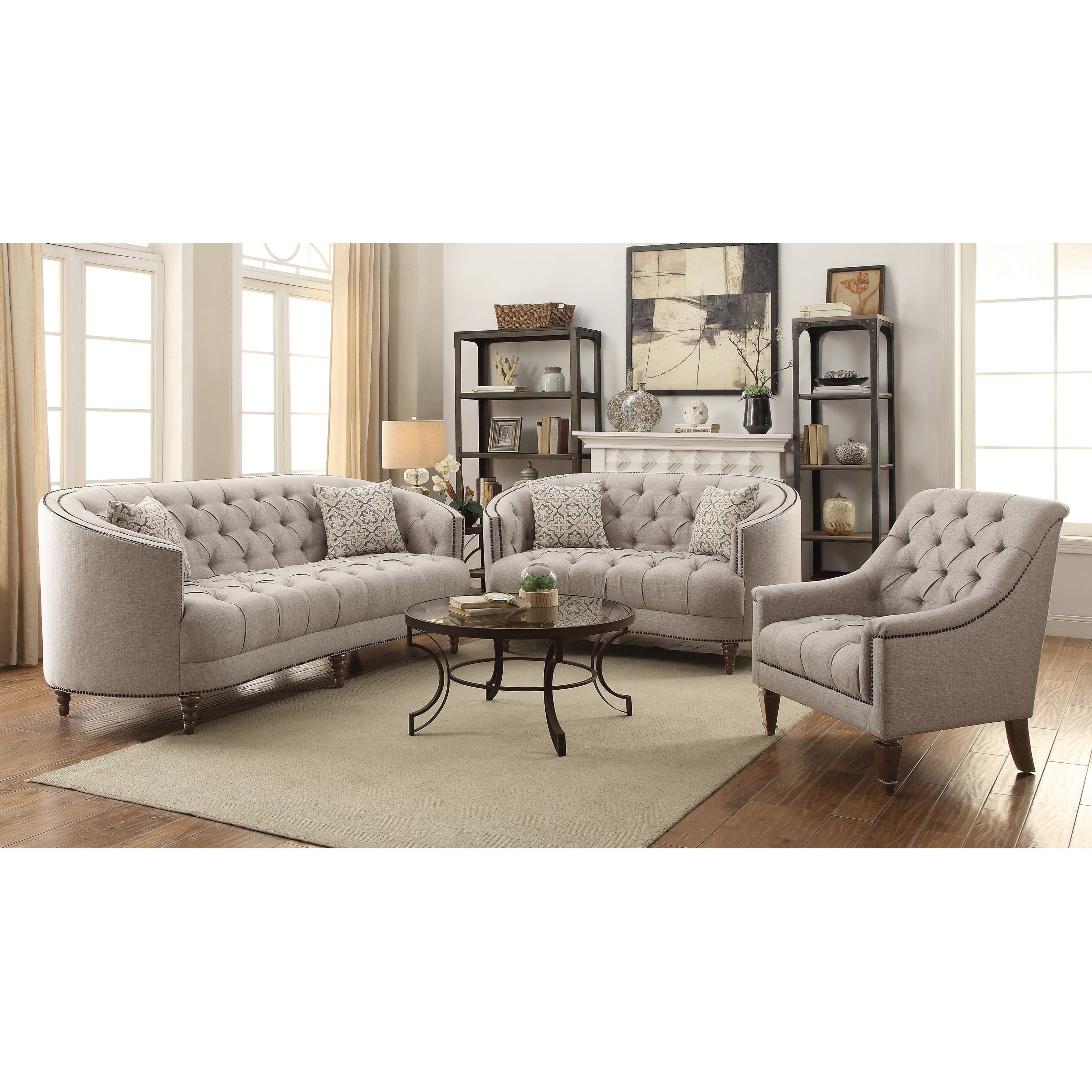 Coaster Avonlea CShaped Sofa with Button Tufting and Nailhead Trim