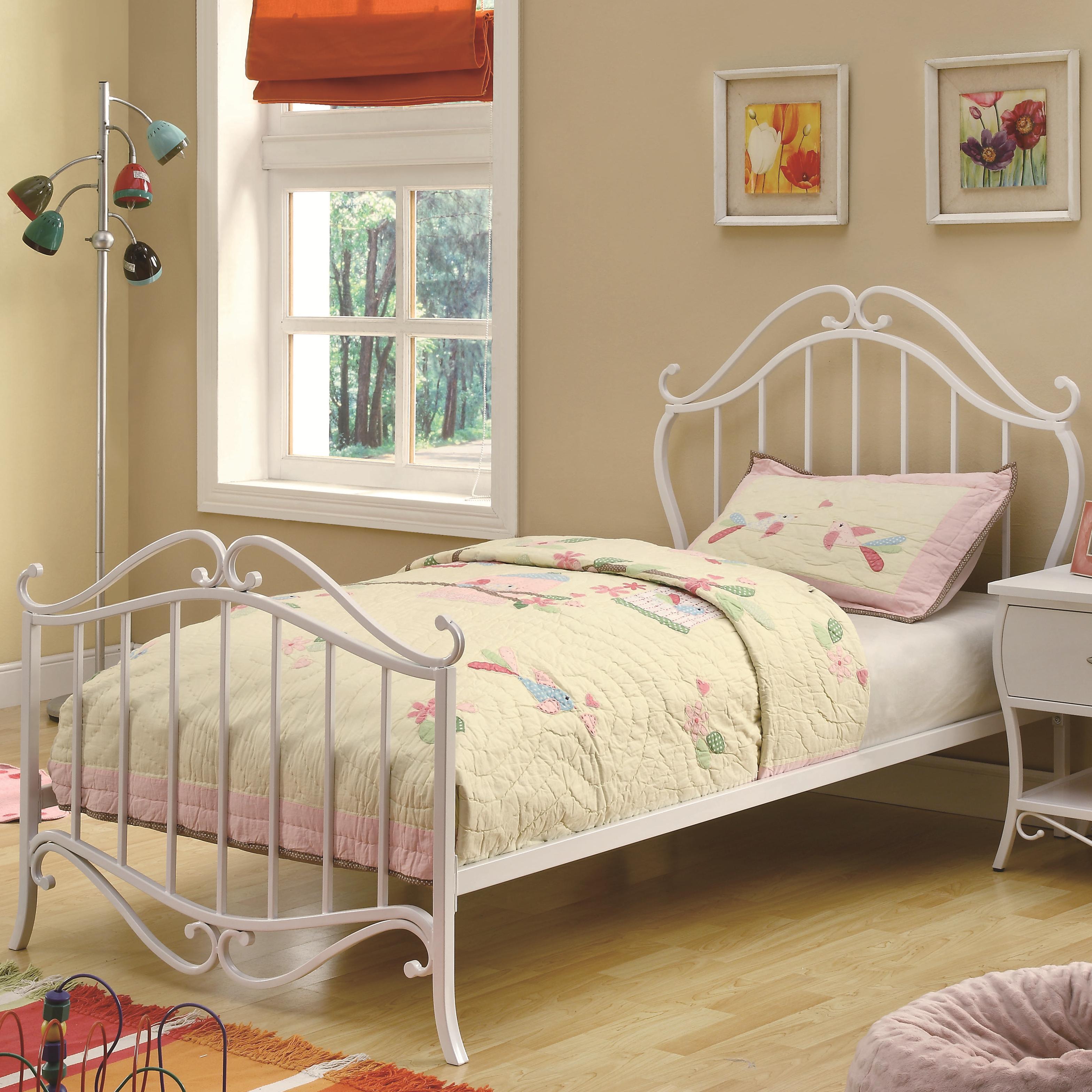 Coaster Bella Full Youth Bed in White Metal Del Sol Furniture