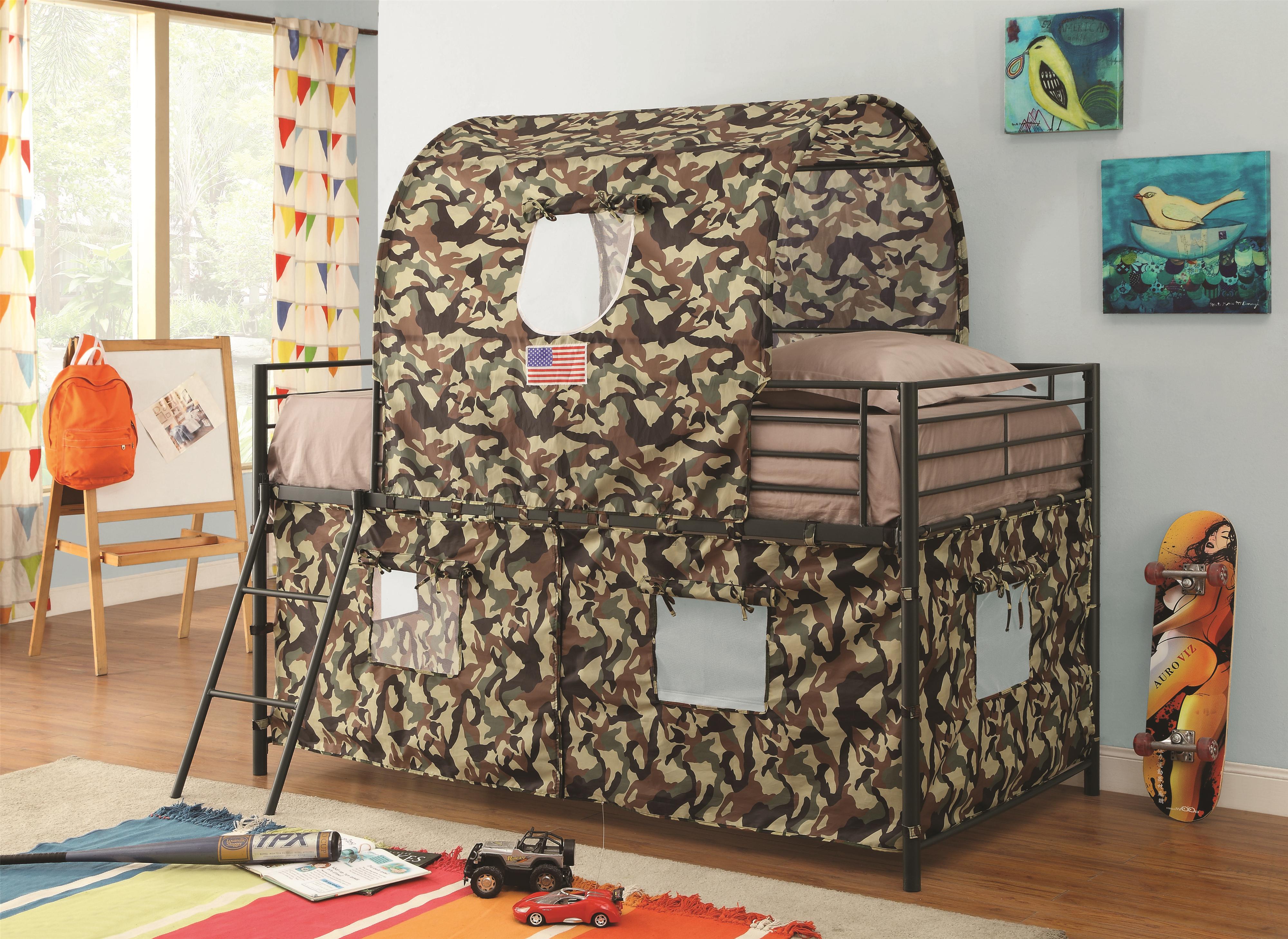 Coaster Bunks 460331 Camouflage Tent Loft Bed Dunk & Bright Furniture