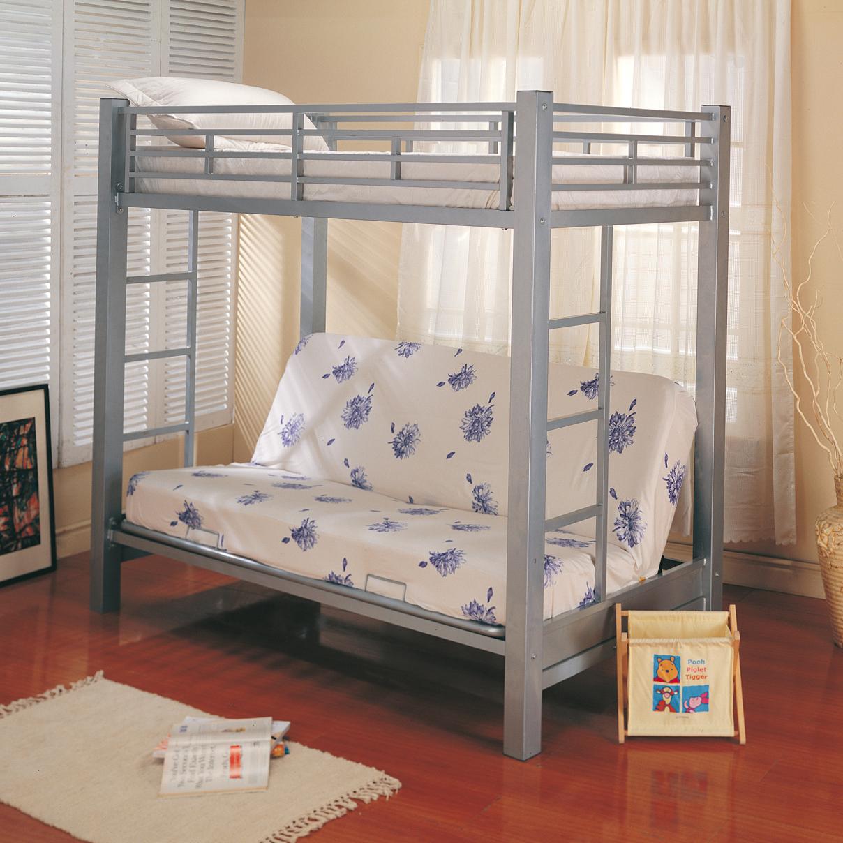 Coaster Bunks Twin Over Futon Metal Bunk Bed with Futon 