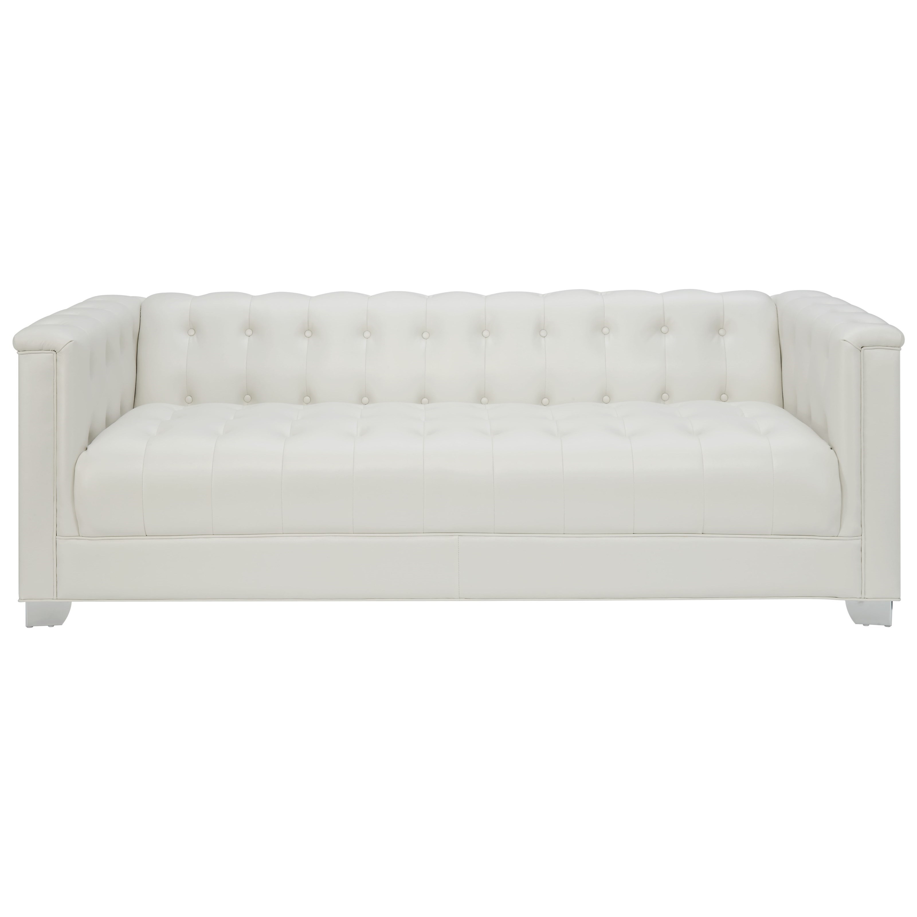 Coaster Chaviano Low Profile Pearl White Tufted Sofa Value City