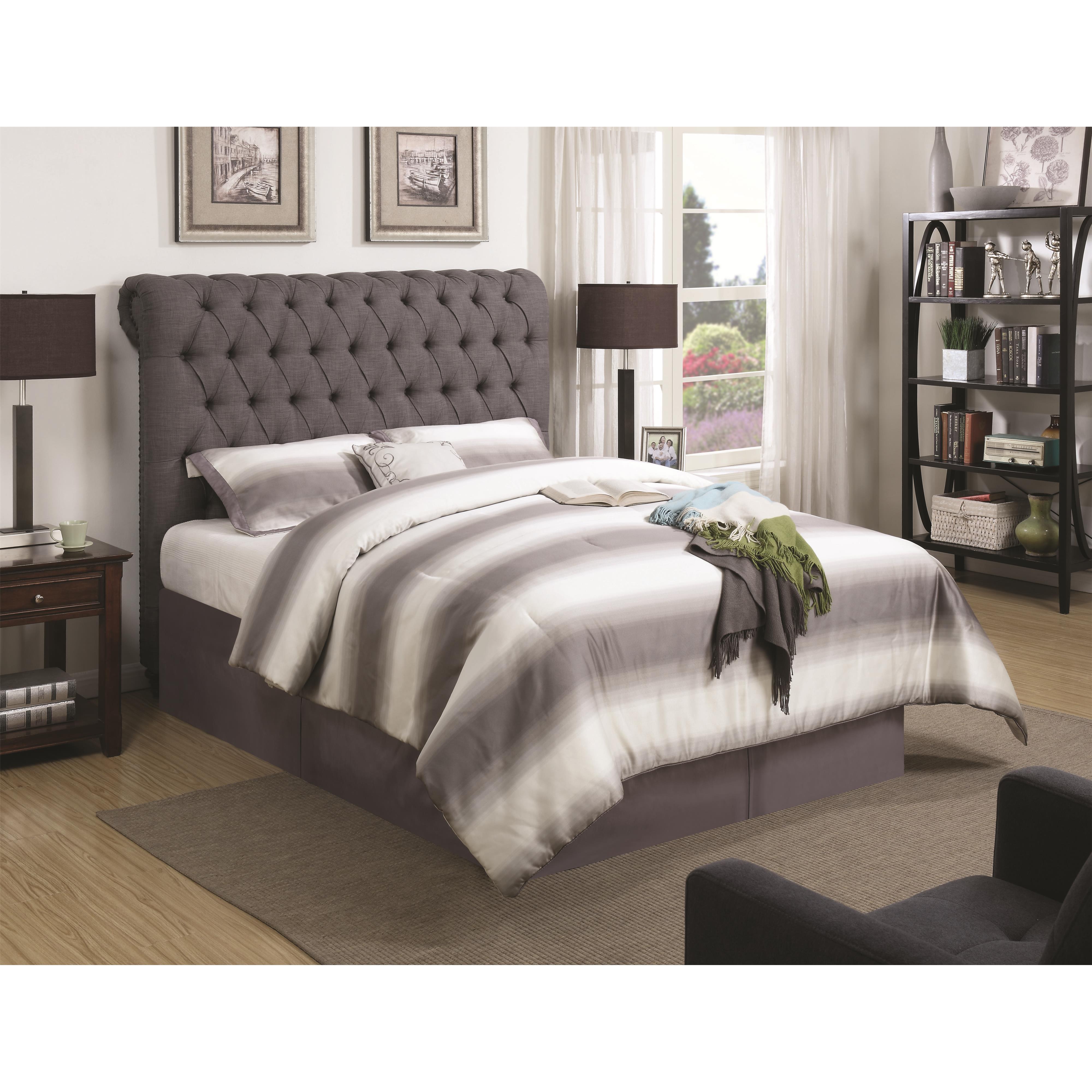 Coaster Devon 300527KWB1 California King Rolled Headboard in Grey