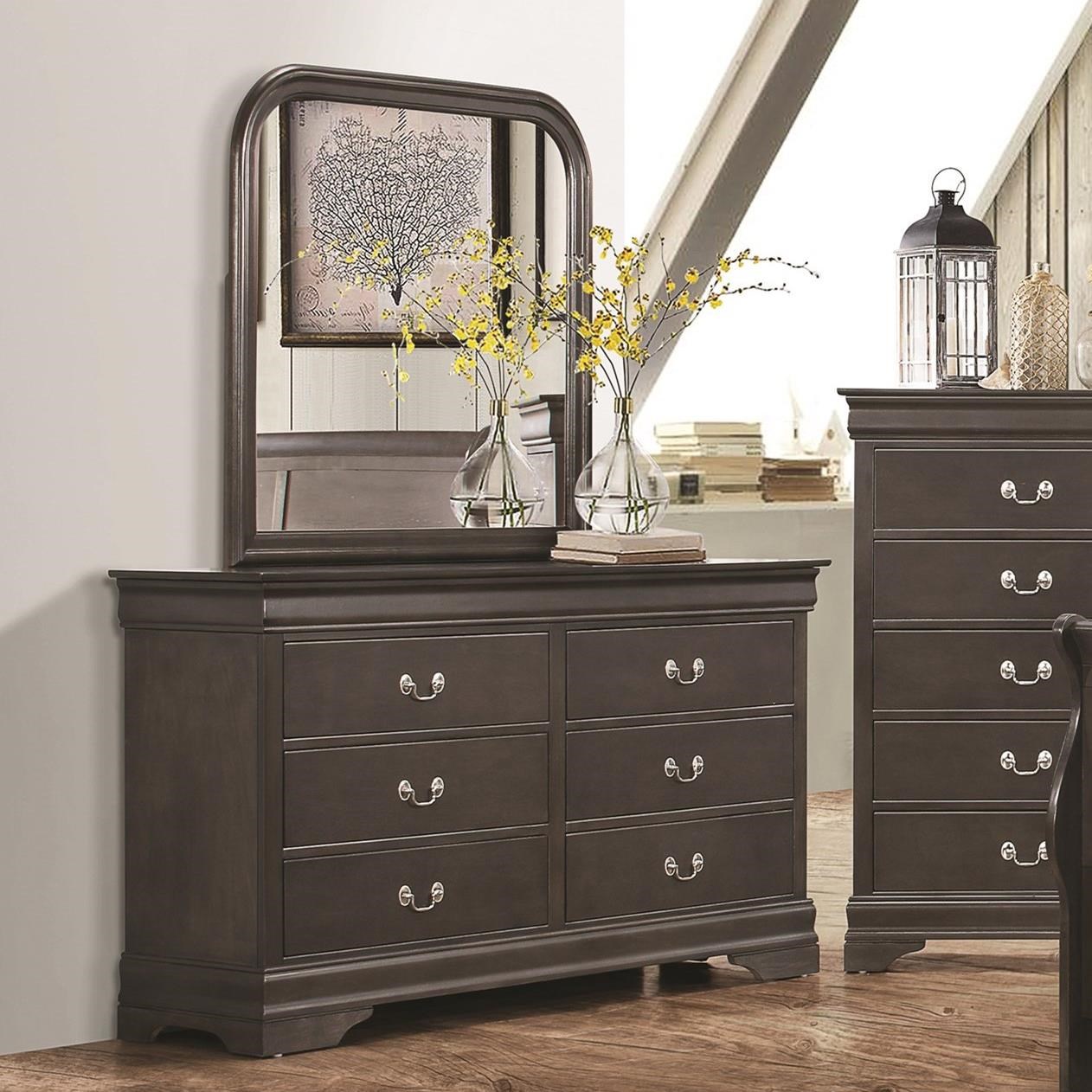 Coaster Hershel Louis Philippe 6 Drawer Dresser And Vertical Mirror Coaster Hershel Louis Philippe Dresser And Mirror Combination Item Number 201933 201934