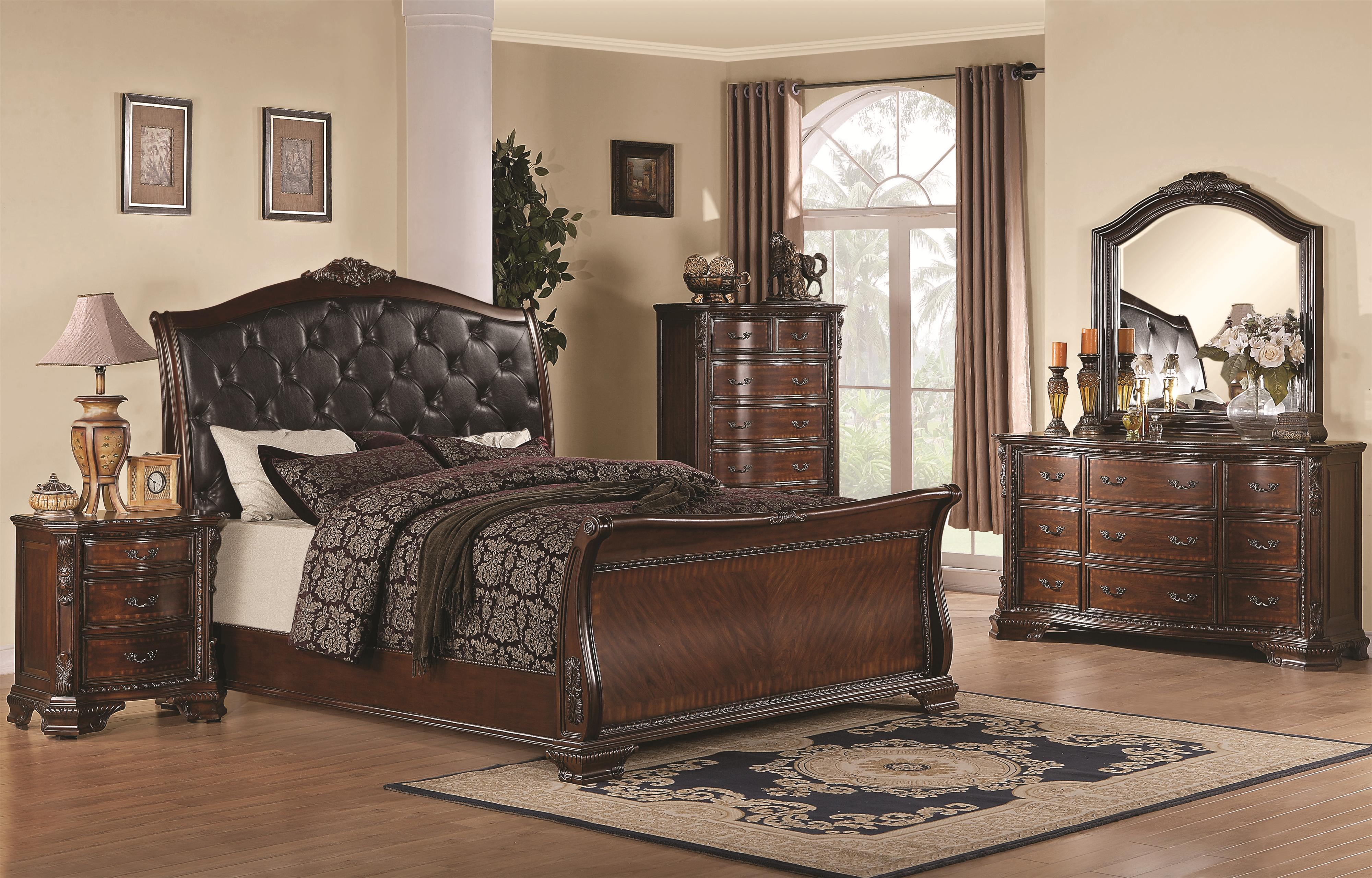 Coaster Maddison 202261KE King Sleigh Bed with Upholstered Headboard