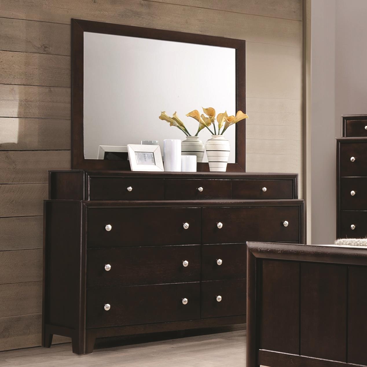 Coaster Madison Dresser With Nine Dovetail Drawers And Mirror With