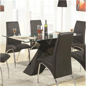 Coaster Modern Dining 102310 White Table With Chrome Metal Contemporary Gl Top Dining Table With Black X Pedestal
