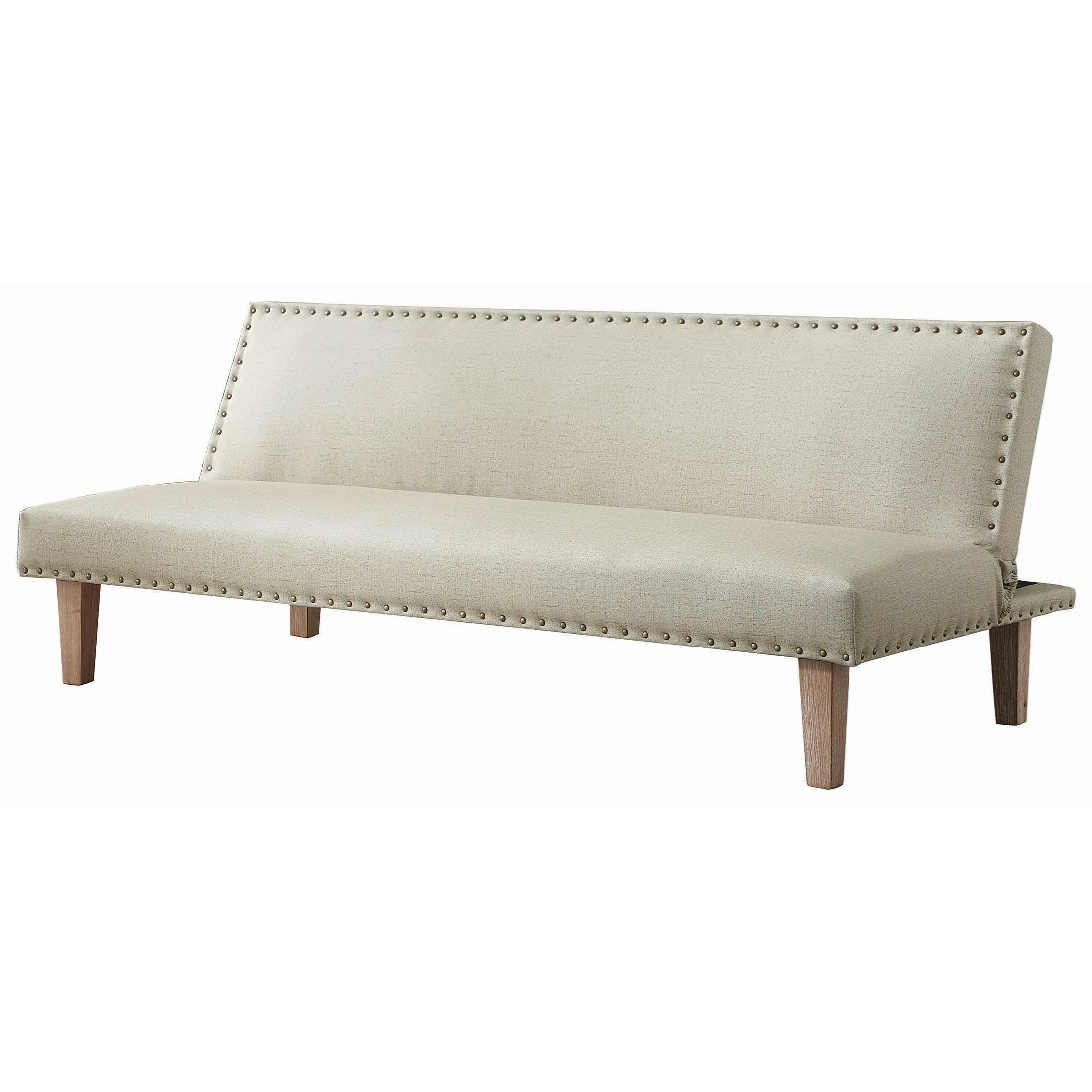 Sofa Beds And Futons Transitional Bed In Beige Faux Leather With Nailheads By Coaster At Dunk Bright Furniture