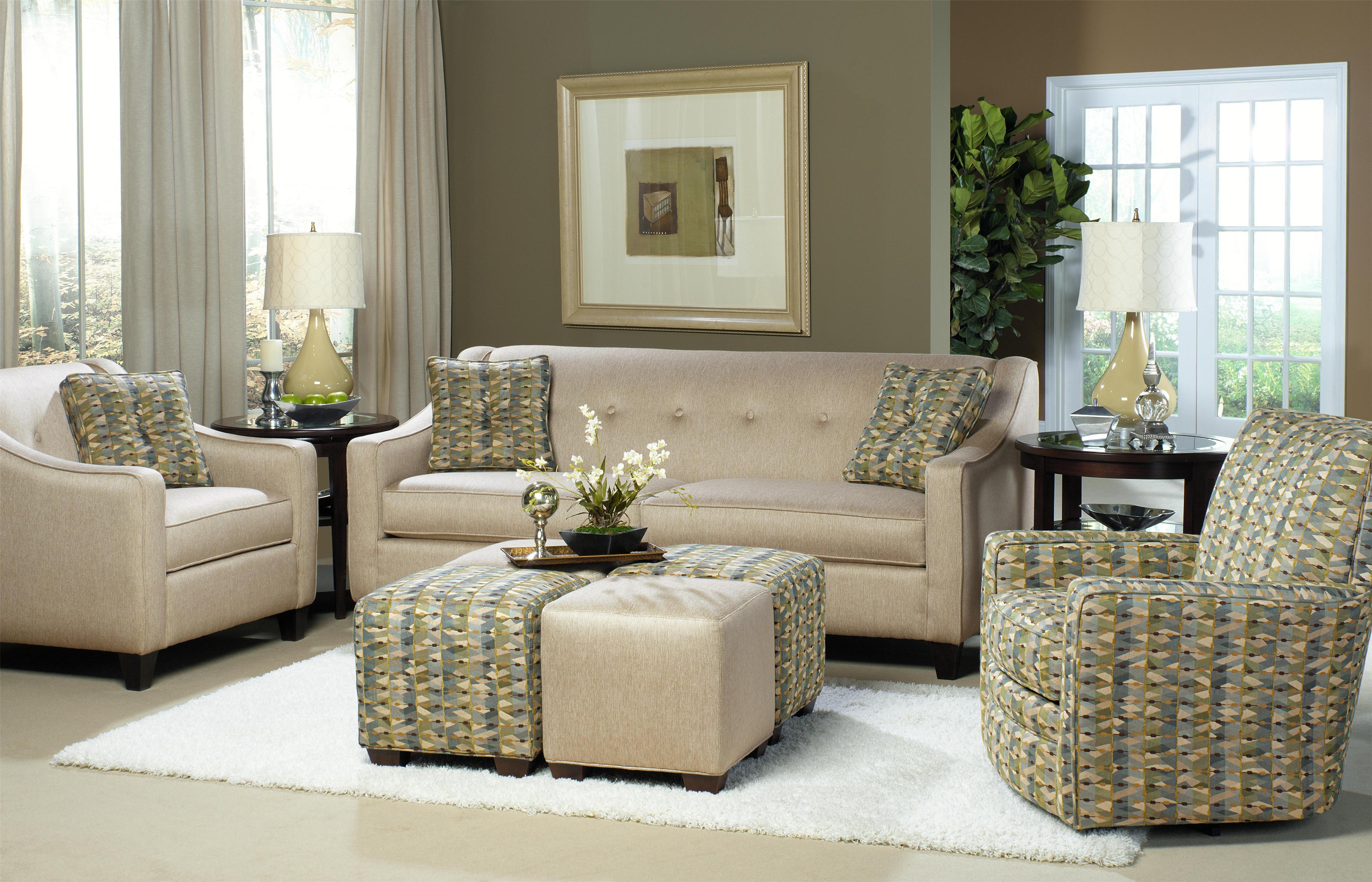 Craftmaster 7069 Contemporary Queen Sleeper with Button Detail