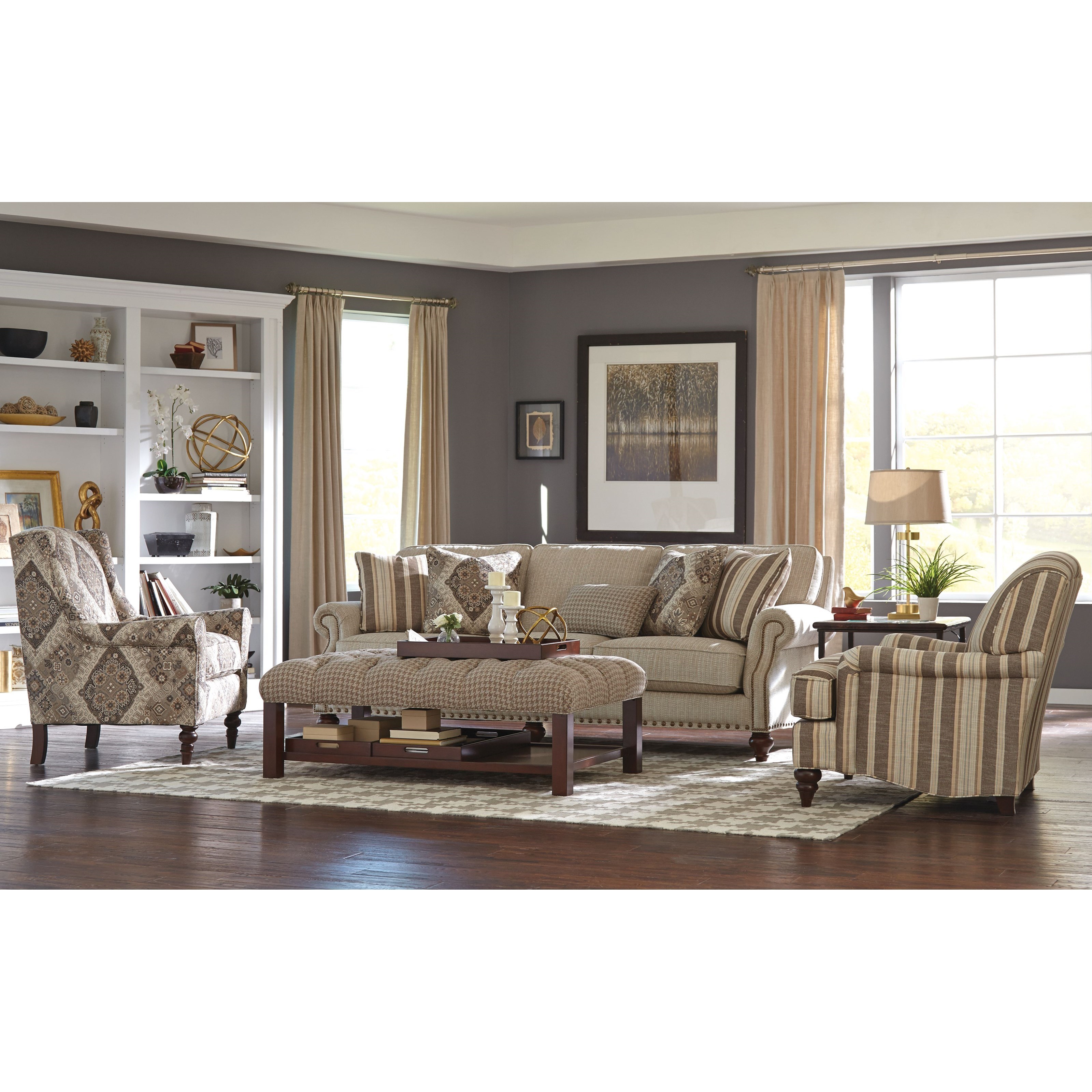 Craftmaster Betsy Traditional Sofa with Two Sizes of Brass Nailheads