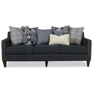 Hickorycraft Howell Furniture Beaumont Port Arthur Lake Transitional Sofa With Nailhead Border And Six Toss Pillows