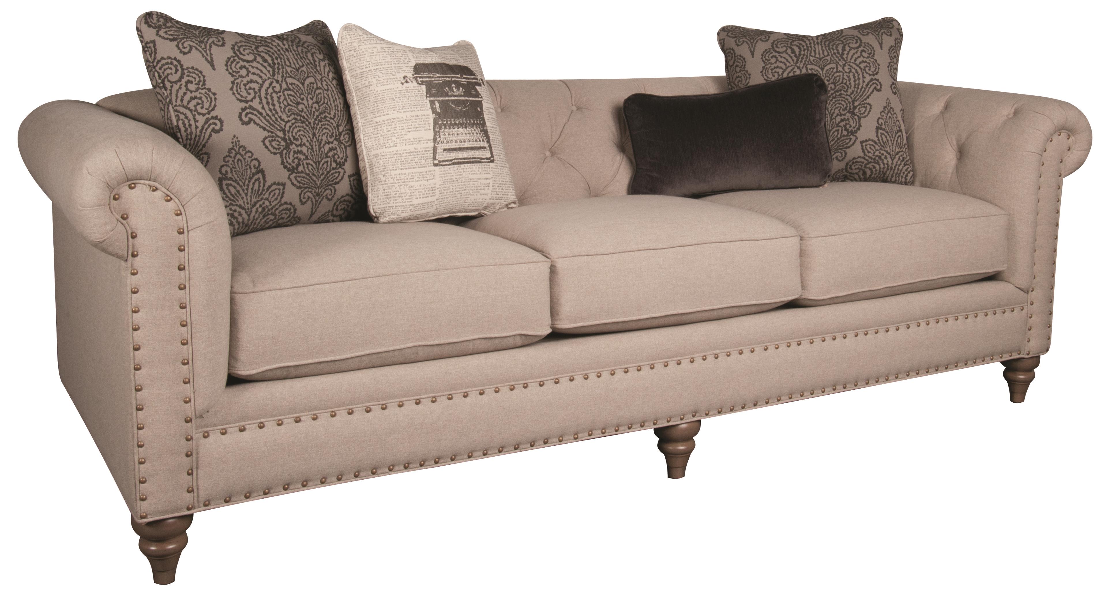 Main & Madison Humphrey Classic Modern Long Sofa with Decorative