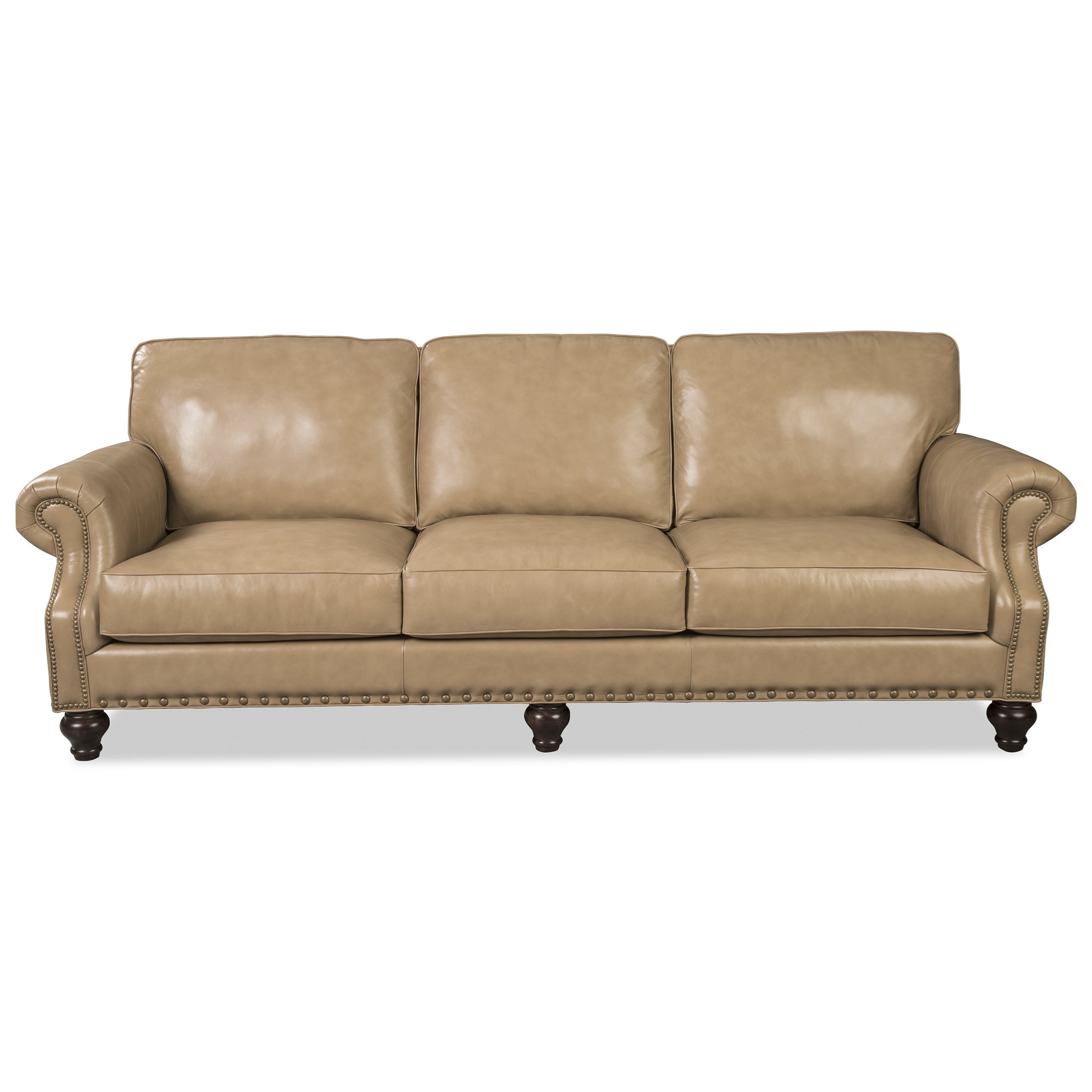 Hickorycraft L762350 Traditional Leather Sofa With Two Sizes Of