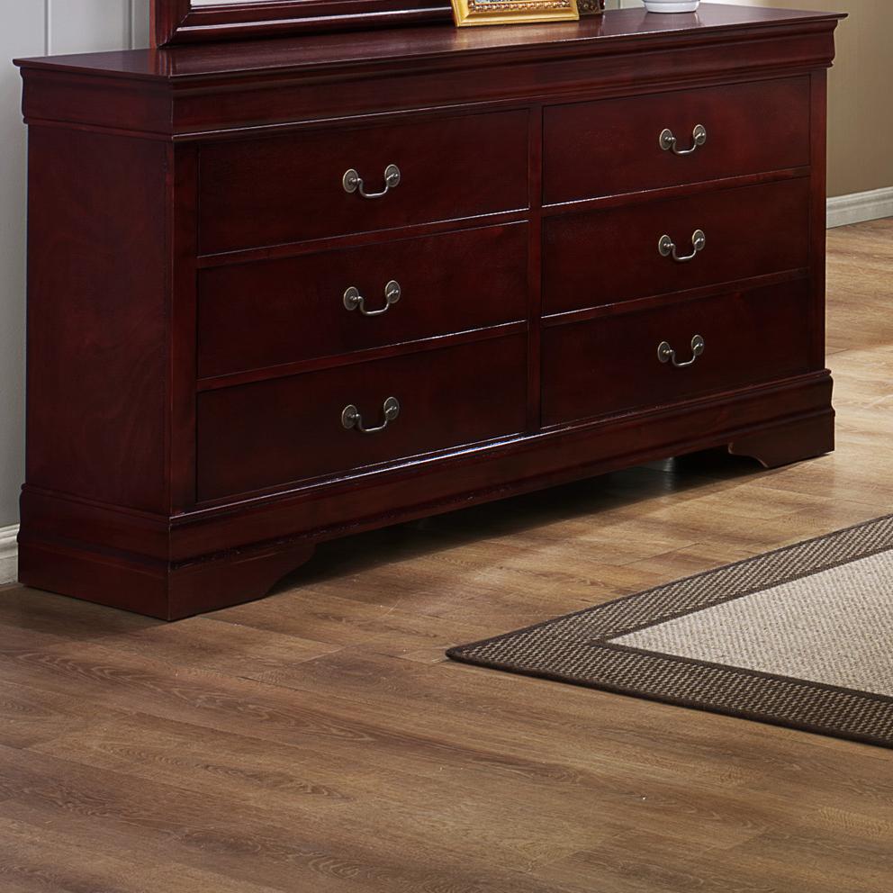 Crown Mark B3800 Louis Phillipe 6 Drawer Dresser With Metal Bail Crown Mark B3800 Louis Phillipe Dresser Item Number 1