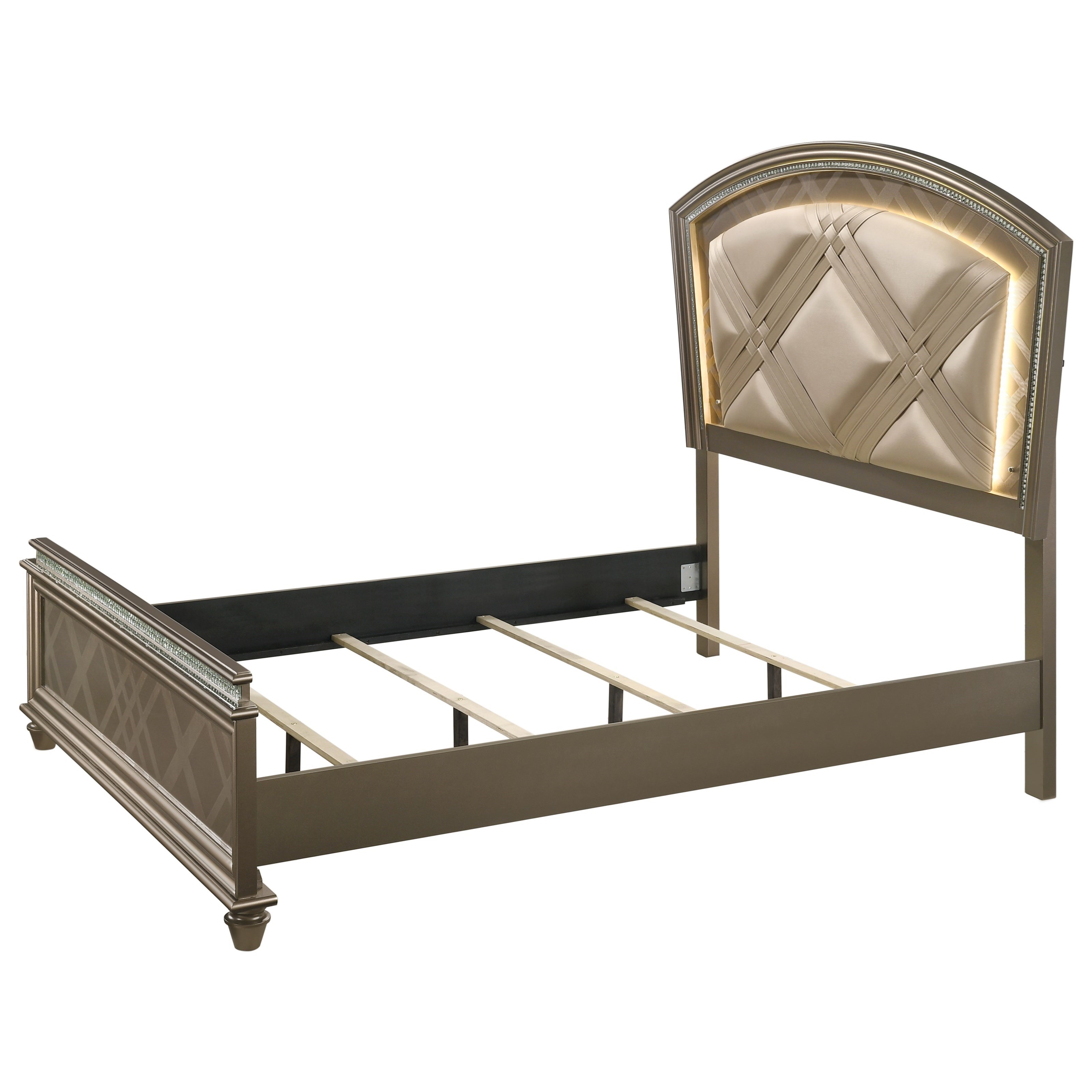 Crown Mark Cristal Glam Upholstered Queen Bed with Faux Crystals