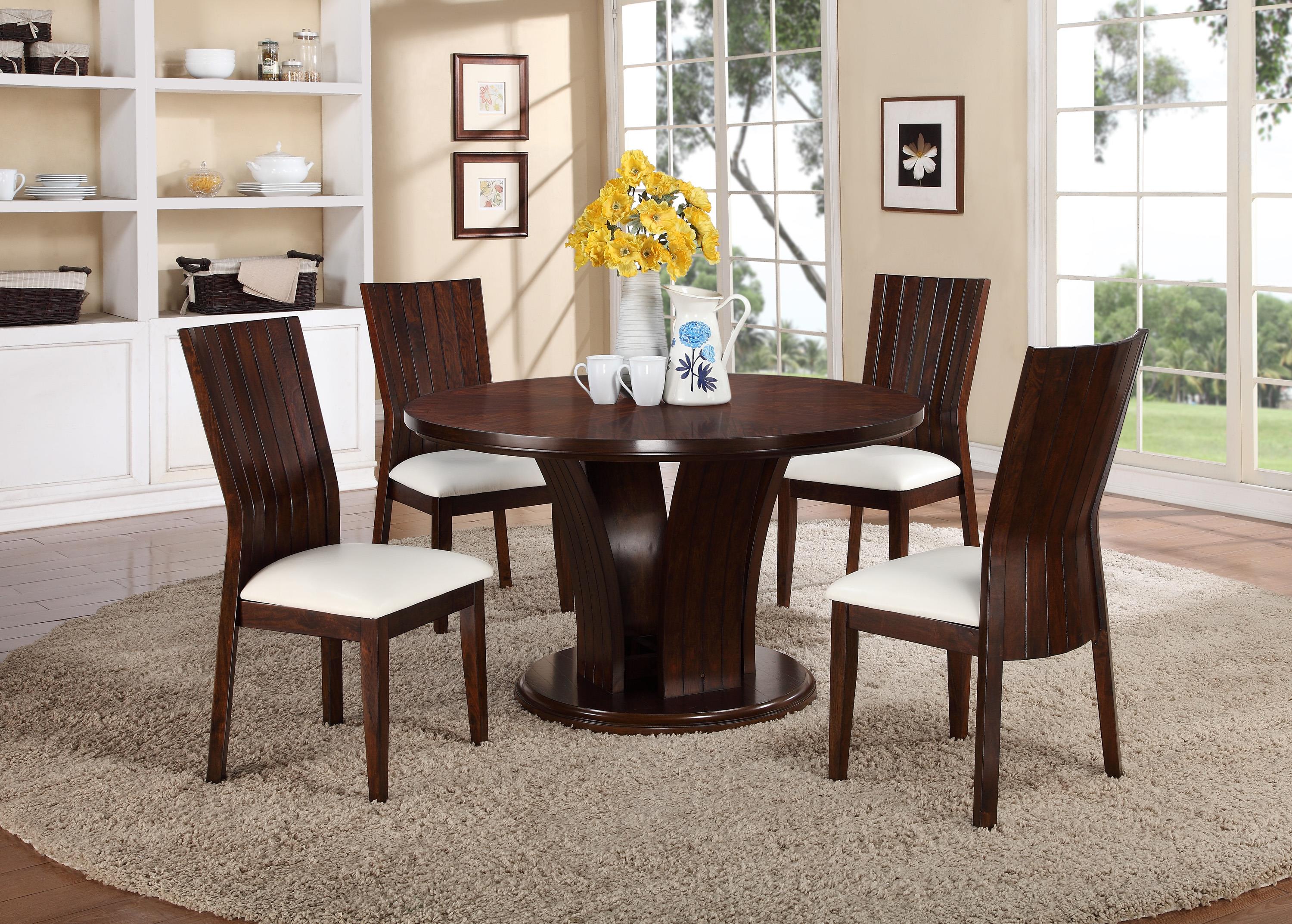 Crown Mark Daria 5 Piece Dining Set with Round Pedestal Table and