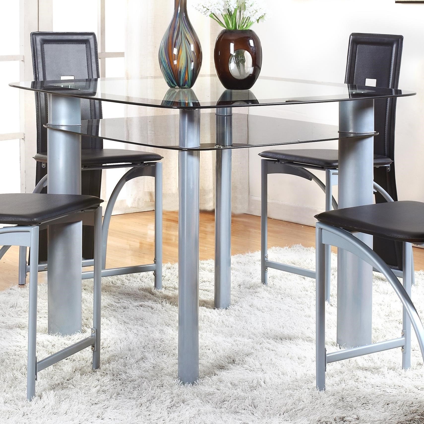 Crown Mark Echo Contemporary Counter Height Table With Gl Shelf Echo Contemporary Counter Height Table