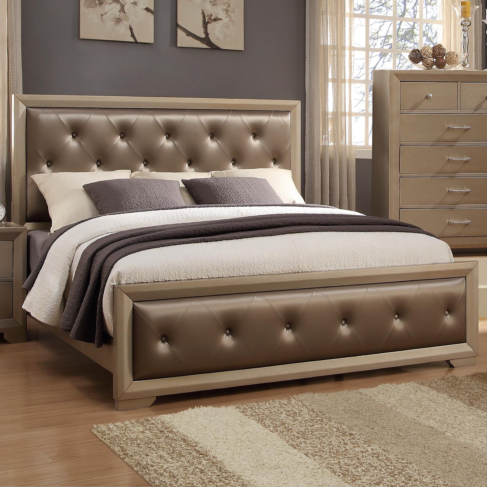 Crown Mark Fontaine California King Upholstered Bed with Golden ...