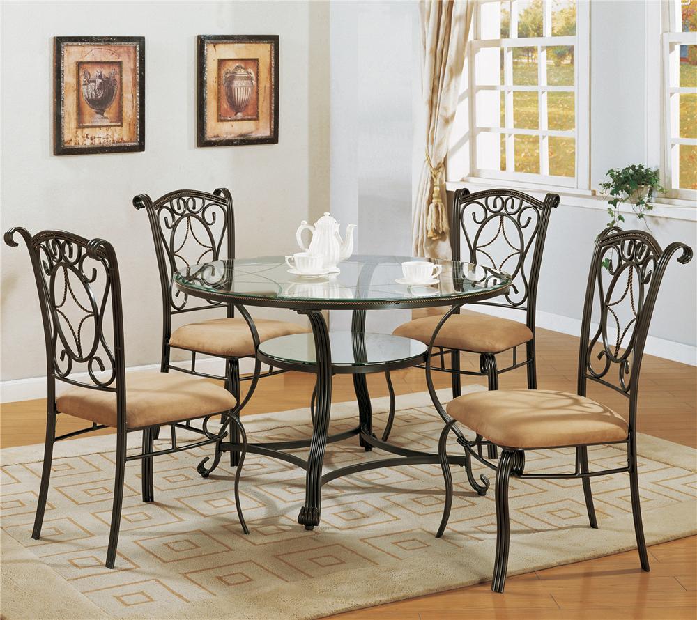 Crown Mark Jessica Dinette Table With Gl Top And Side Chairs Dinette Table And Chair Set