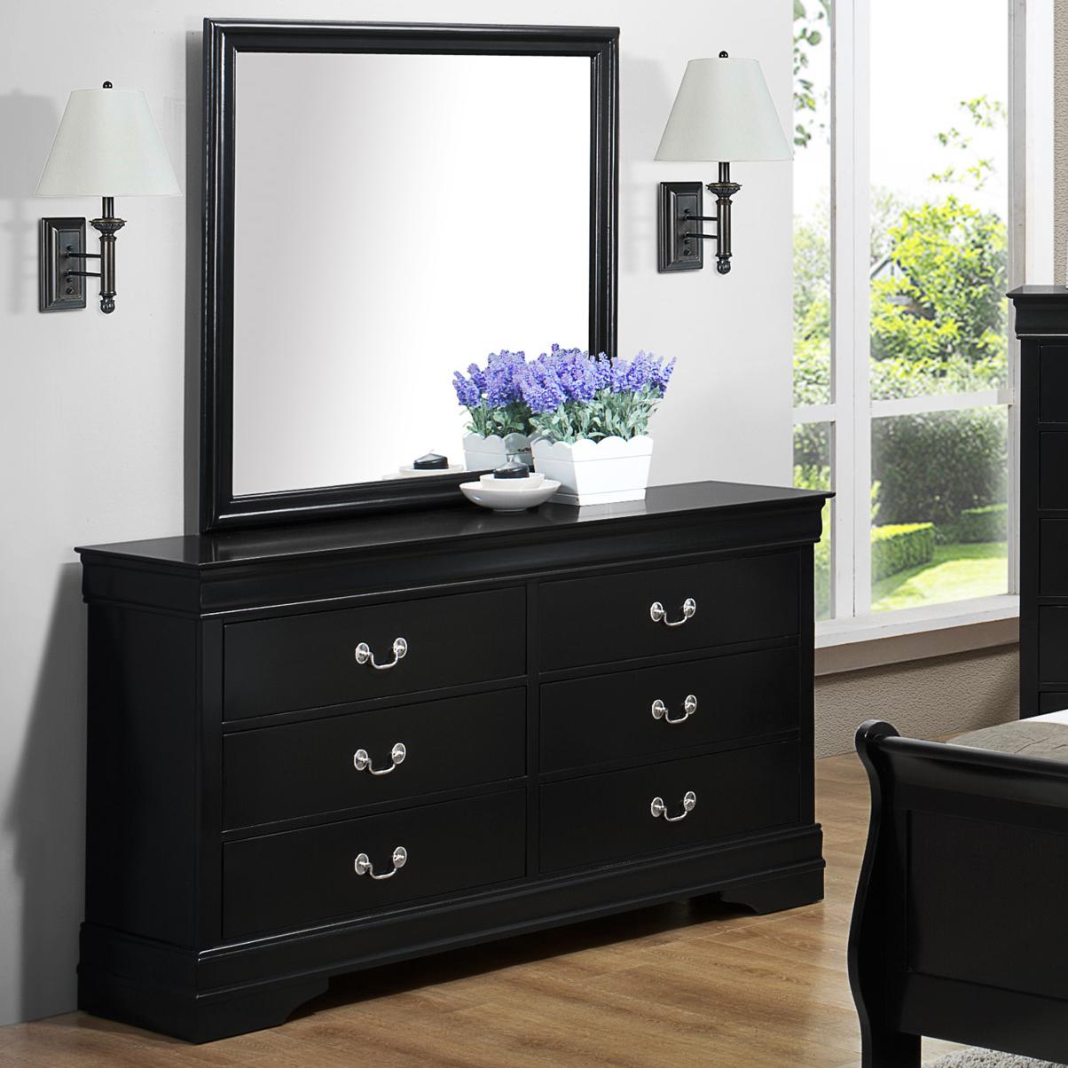 Crown Mark Louis Phillipe 6 Drawer Dresser Mirror Set Wayside Crown Mark Louis Phillipe Dresser Mirror Item Number