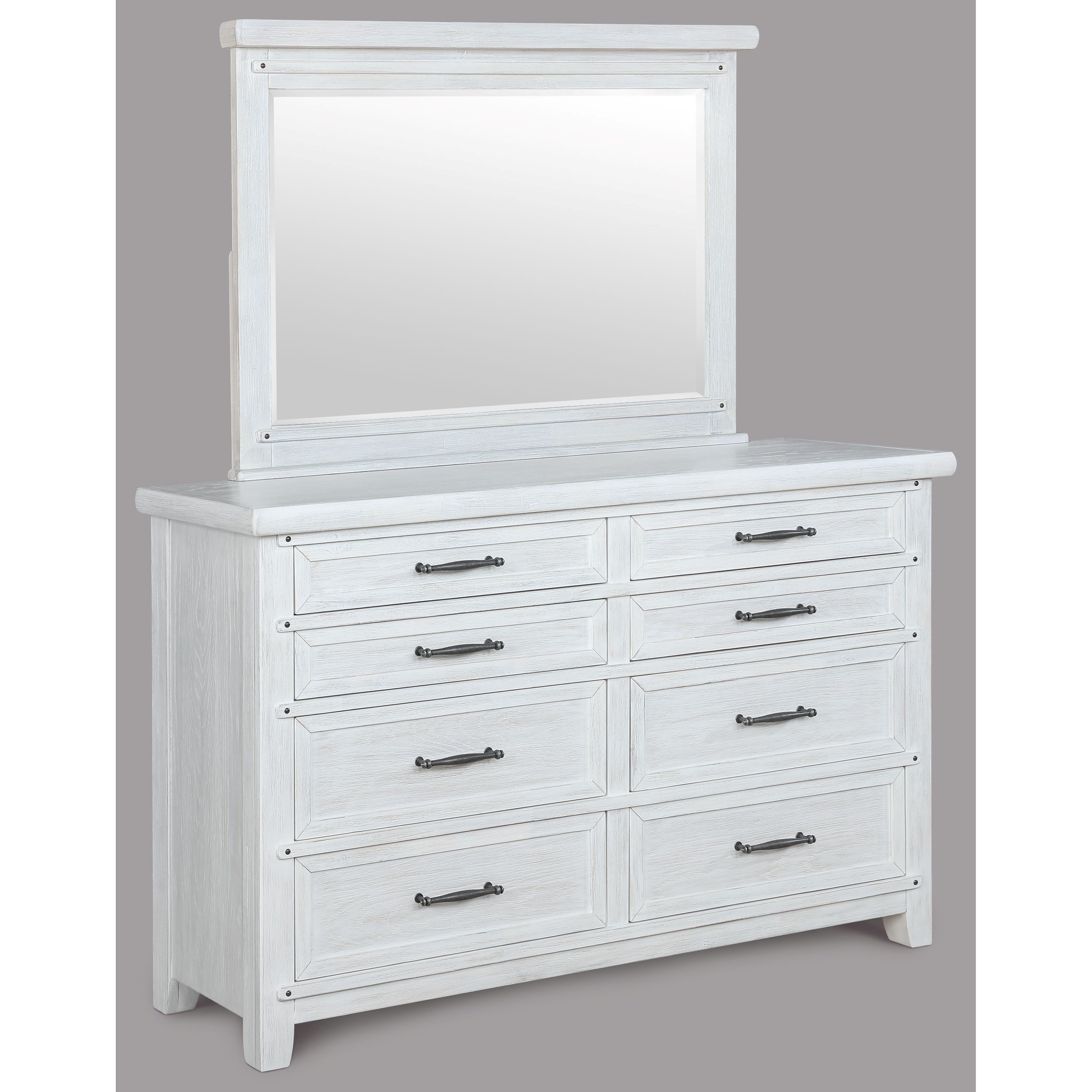 Crown Mark Maybelle Relaxed Vintage Dresser And Mirror Set With Metal Drawer Pulls Pedigo Furniture Sets Mirror Set With Metal Drawer Pulls