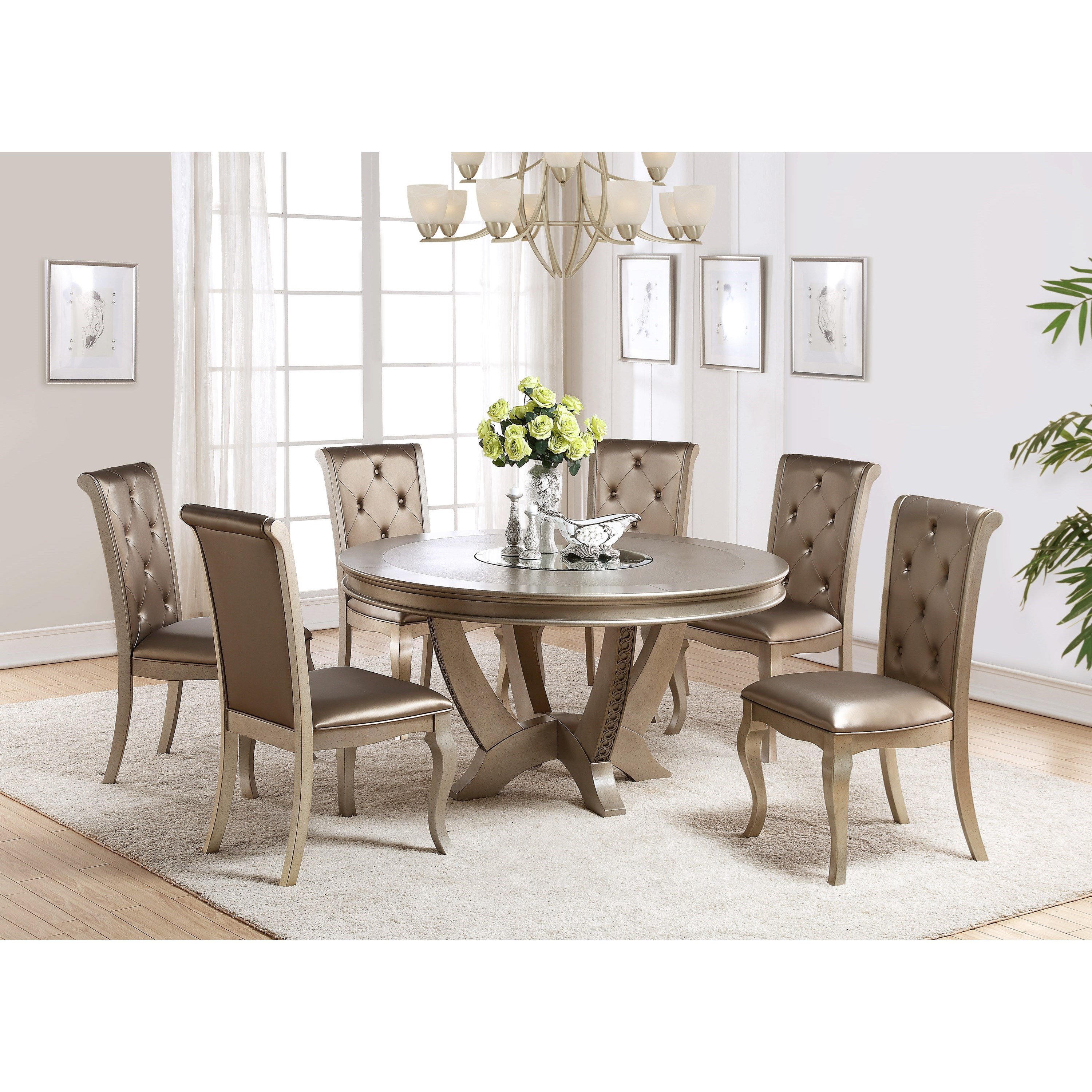 Crown Mark Mina Golden Hued Round Table And Chair Set Wayside Crown Mark Mina Round Table And Chair Set Item Number 2166t 59