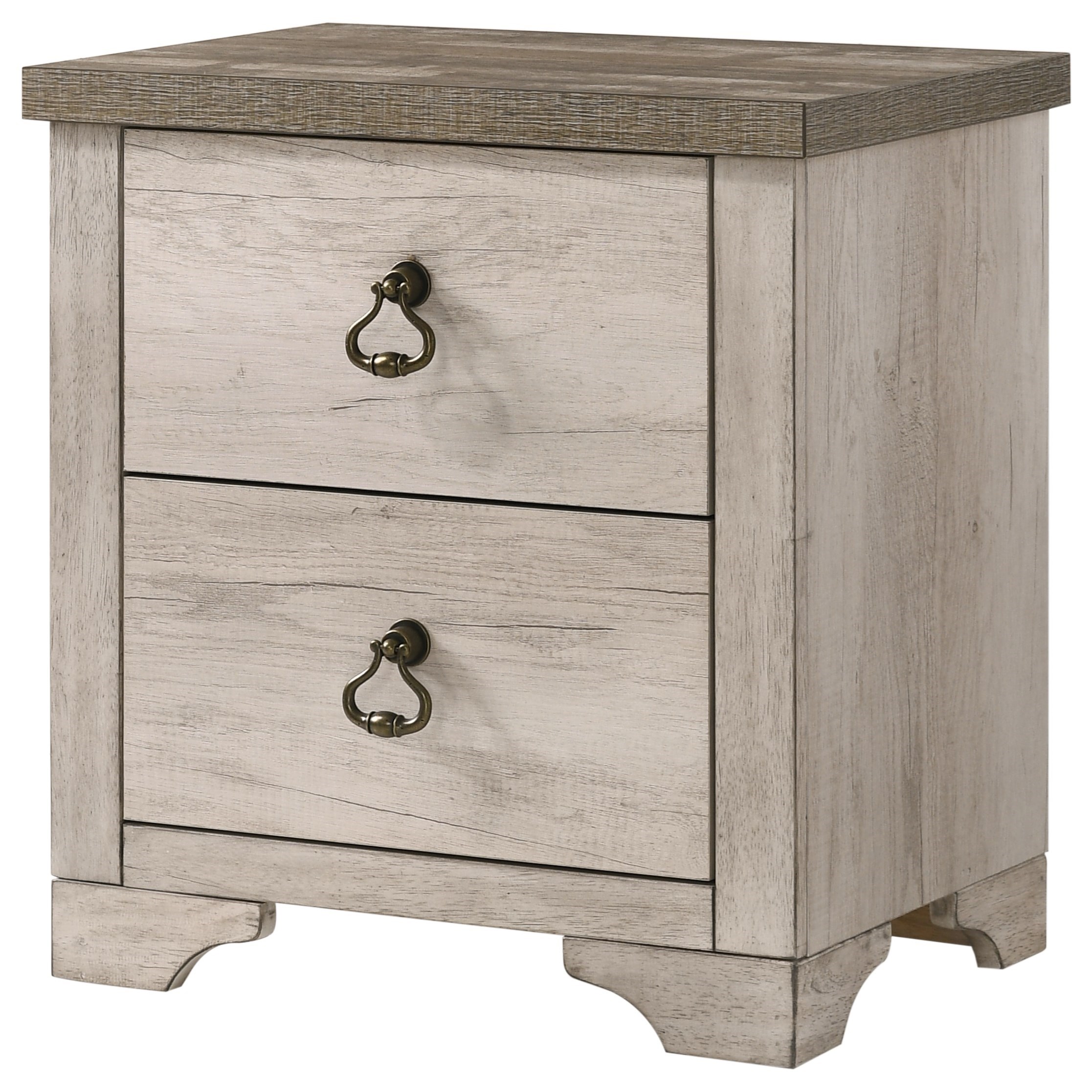 Crown Mark Patterson Coastal Cottage Distressed 2 Drawer Nightstand Wilcox Furniture Night Stands