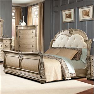 Davis Direct Monaco Traditional King Sleigh Bed With Diamond Tufted Davis Direct Monaco Queen Sleigh Bed