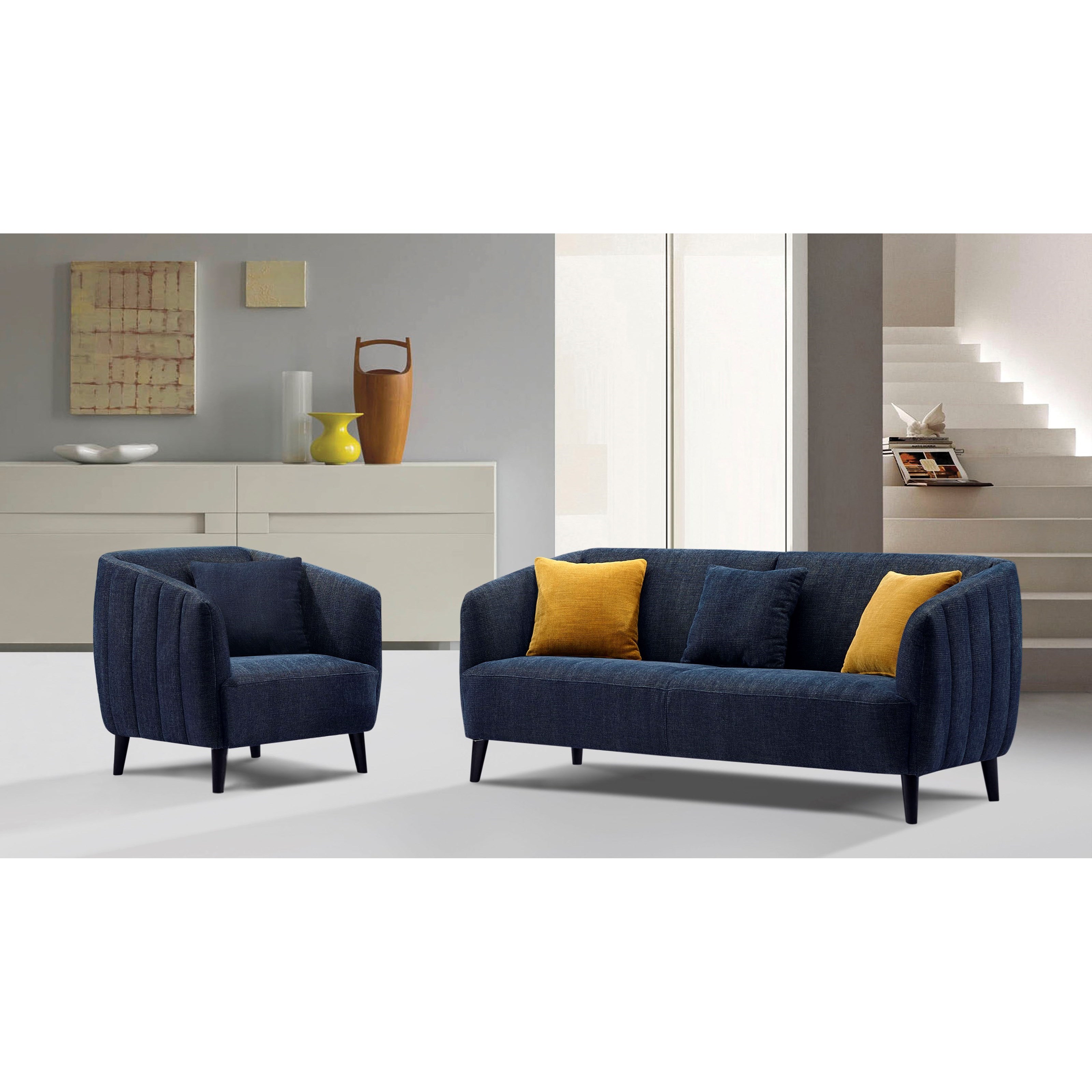 De Luca Sofa And Chair Set With Curved Armrests By Del Sol Ds At Furniture