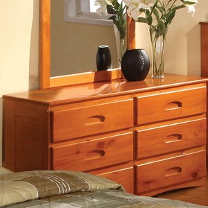Discovery World Furniture Honey 6 Drawer Dresser