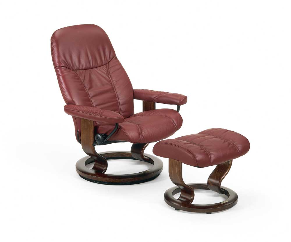 Stressless Consul 1145015 Small Reclining Chair & Ottoman with Classic