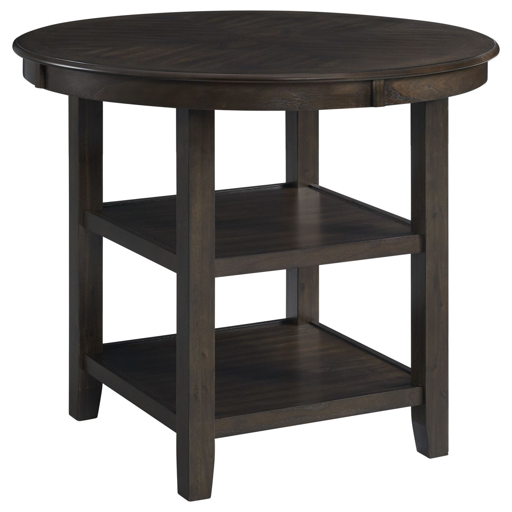 Elements International Amherst Round Counter Height Dining Table With Shelving Lindy S Furniture Company Pub Tables