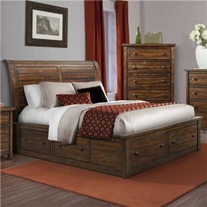 Elements International Boardwalk King Sleigh Storage Bed