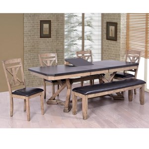 Elements International Laramie Dining Set with Bench