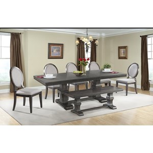 Elements International Morrison Table Set with Dining Bench