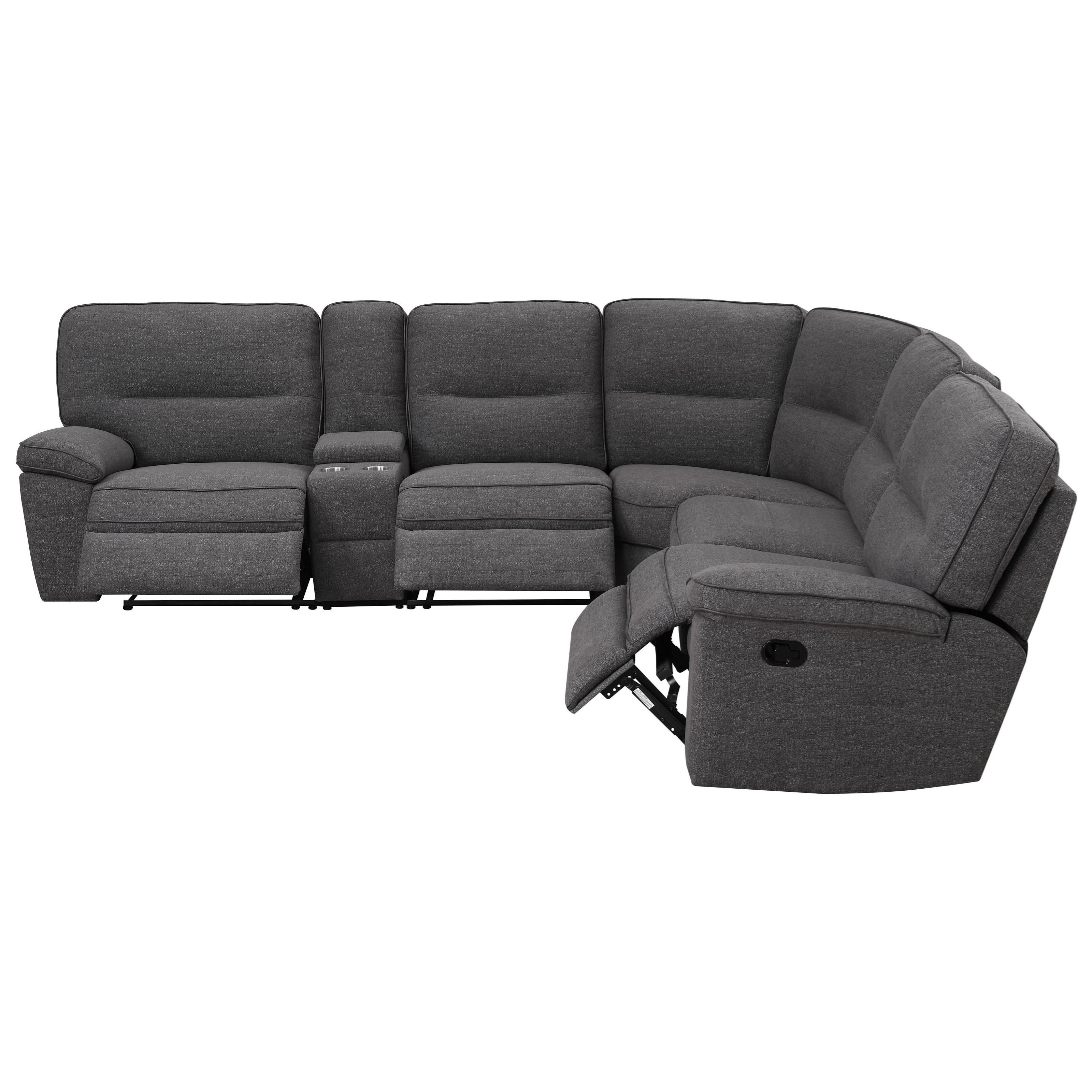 Alberta Contemporary Reclining Sectional Sofa with Console and