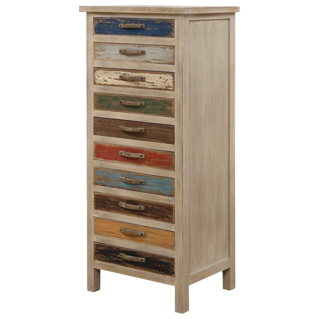 Emerald Pablo Ac313 10 Multi Color Tall 10 Drawer Accent Chest