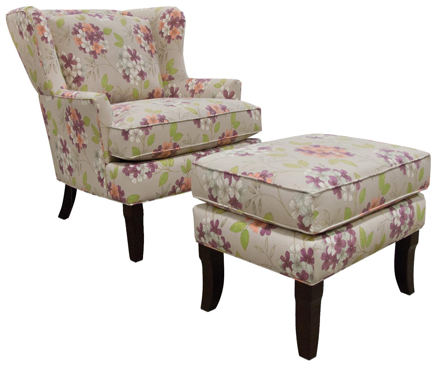 England Scarlet Contemporary Styled Living Room Chair and Ottoman