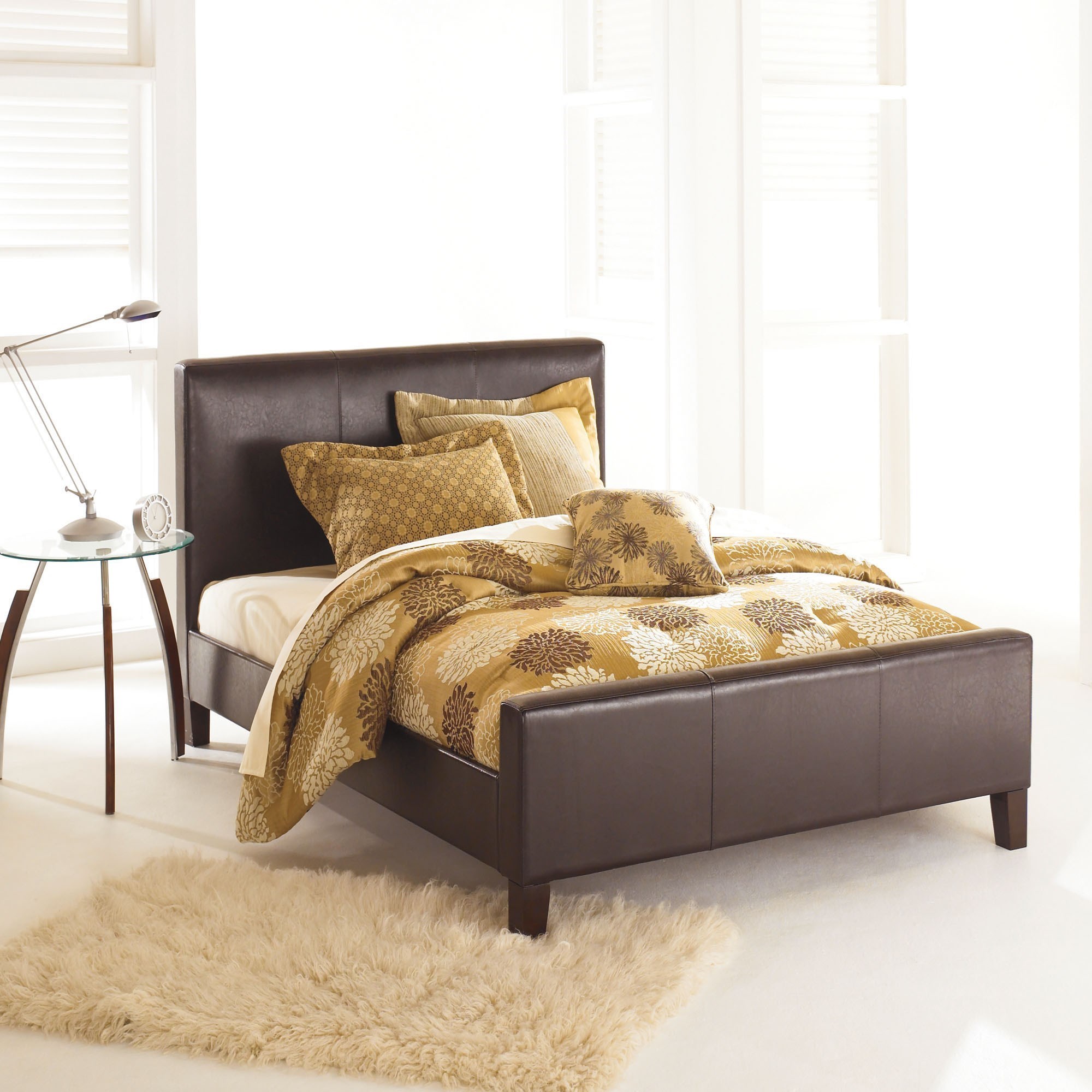 Fashion Bed Group Leather Queen Euro Bed Darvin Furniture Platform