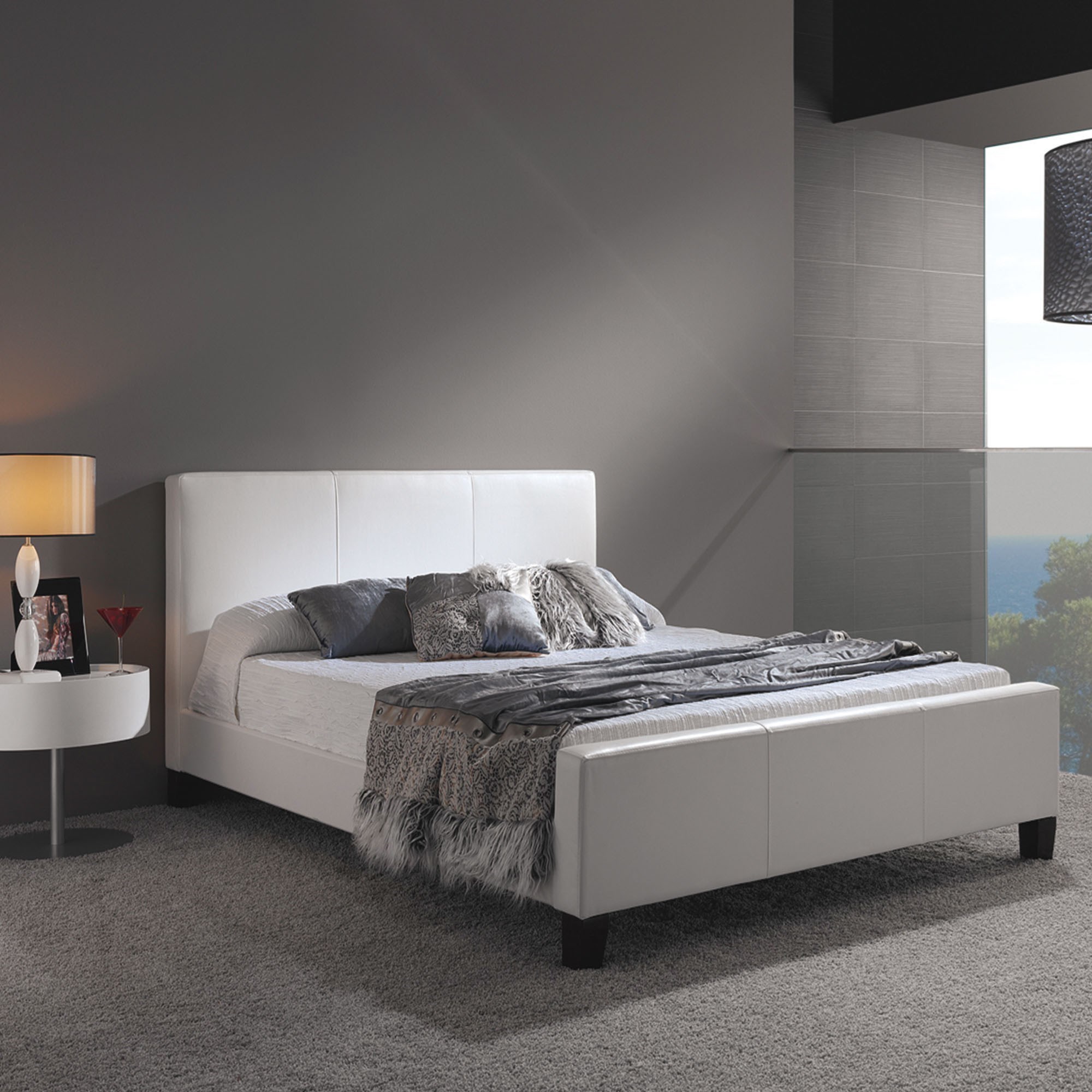 Fashion Bed Group Leather Queen Euro Bed AHFA Platform Beds/Low