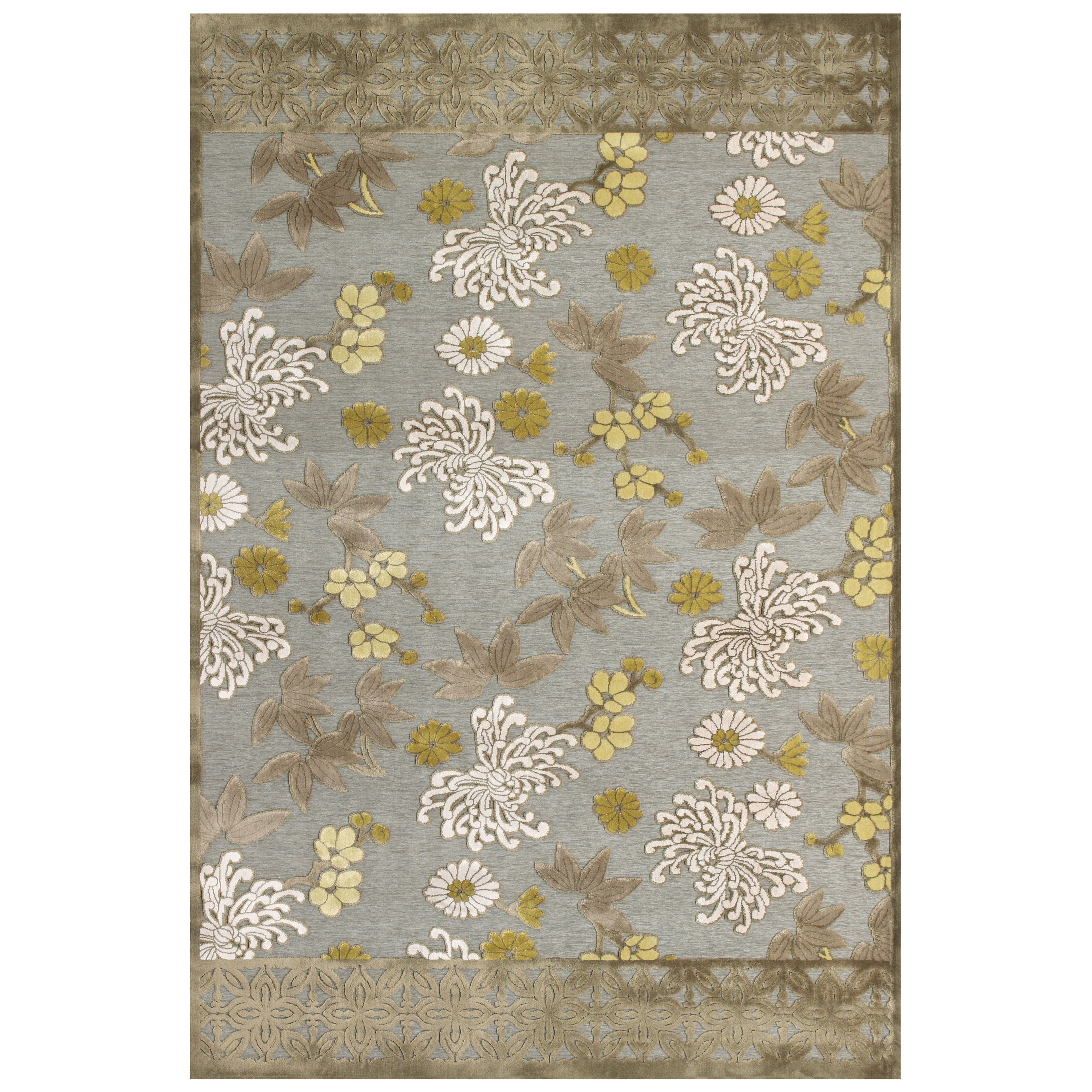 Feizy Rugs Saphir Mah Pewter Dark Green 5 3 X 7 6 Area Rug Feizy Rugs Saphir Mah Pewter Dark Green