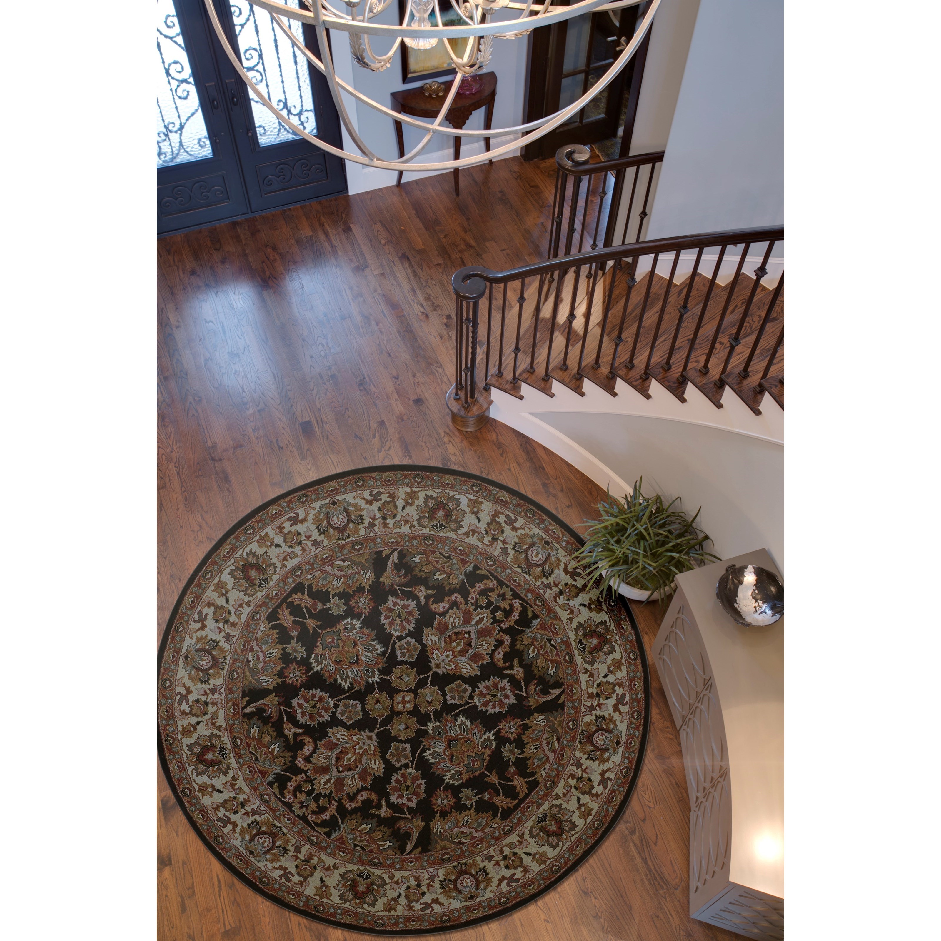 Feizy Rugs Yale Black/Gold 8' x 8' Round Area Rug Sprintz Furniture