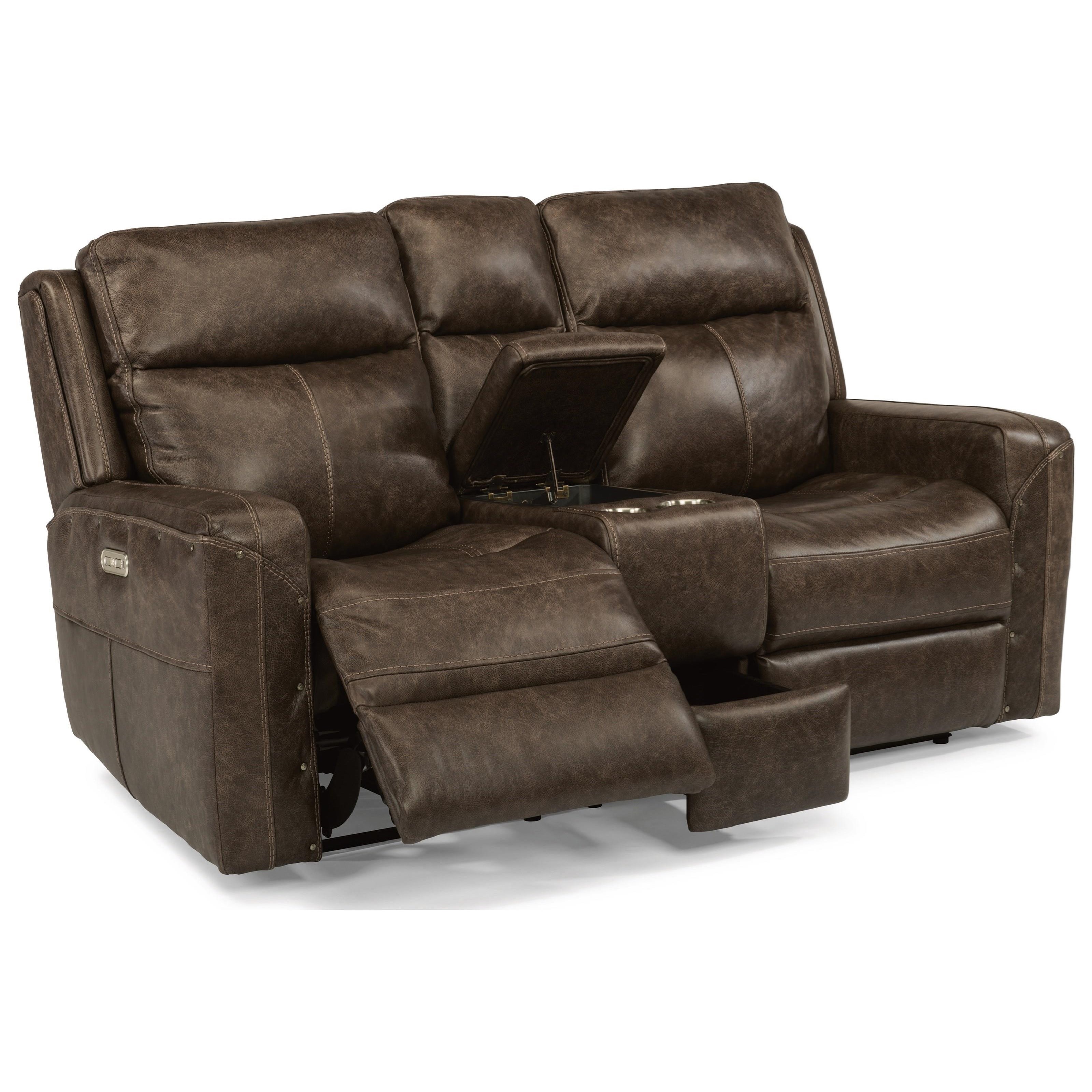 Flexsteel Latitudes Gunner Power Reclining Console Love Seat with
